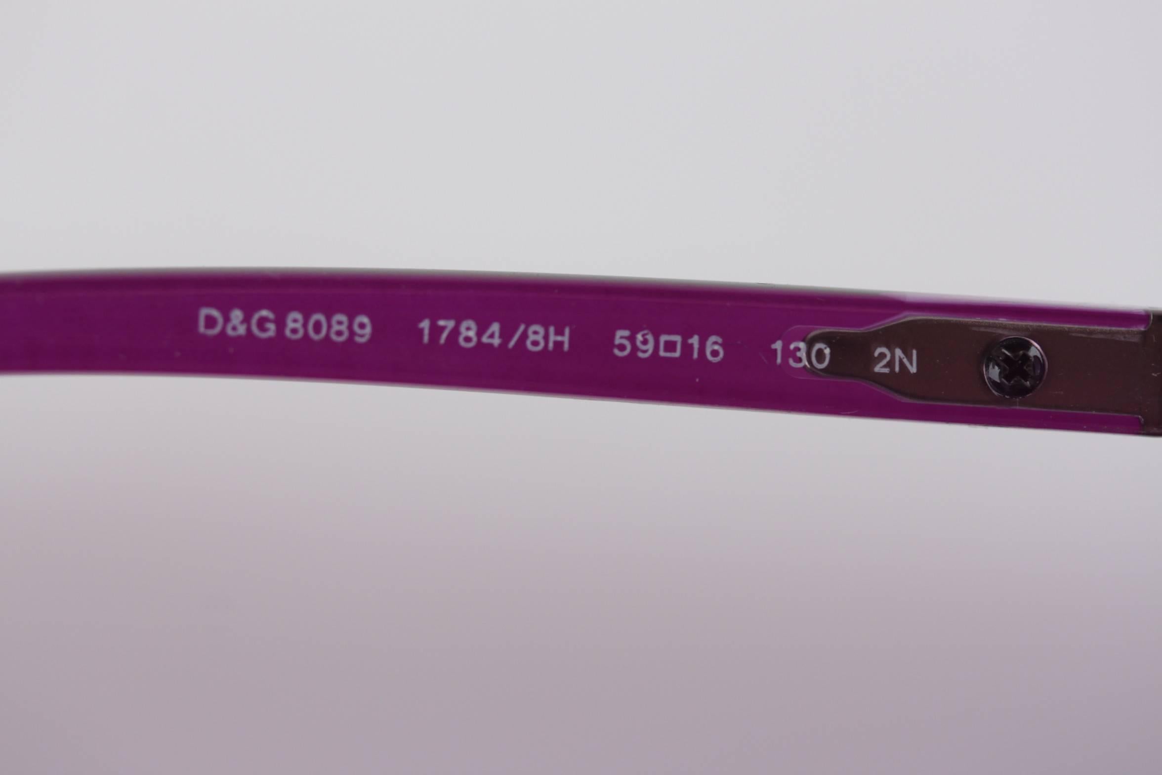 D&G DOLCE and GABBANA Purple 8089 SUNGLASSES 1784/8H 130 Oversized 