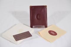 CARTIER PARIS Vintage Burgundy Leather ID DOCUMENT HOLDER Card with BOX
