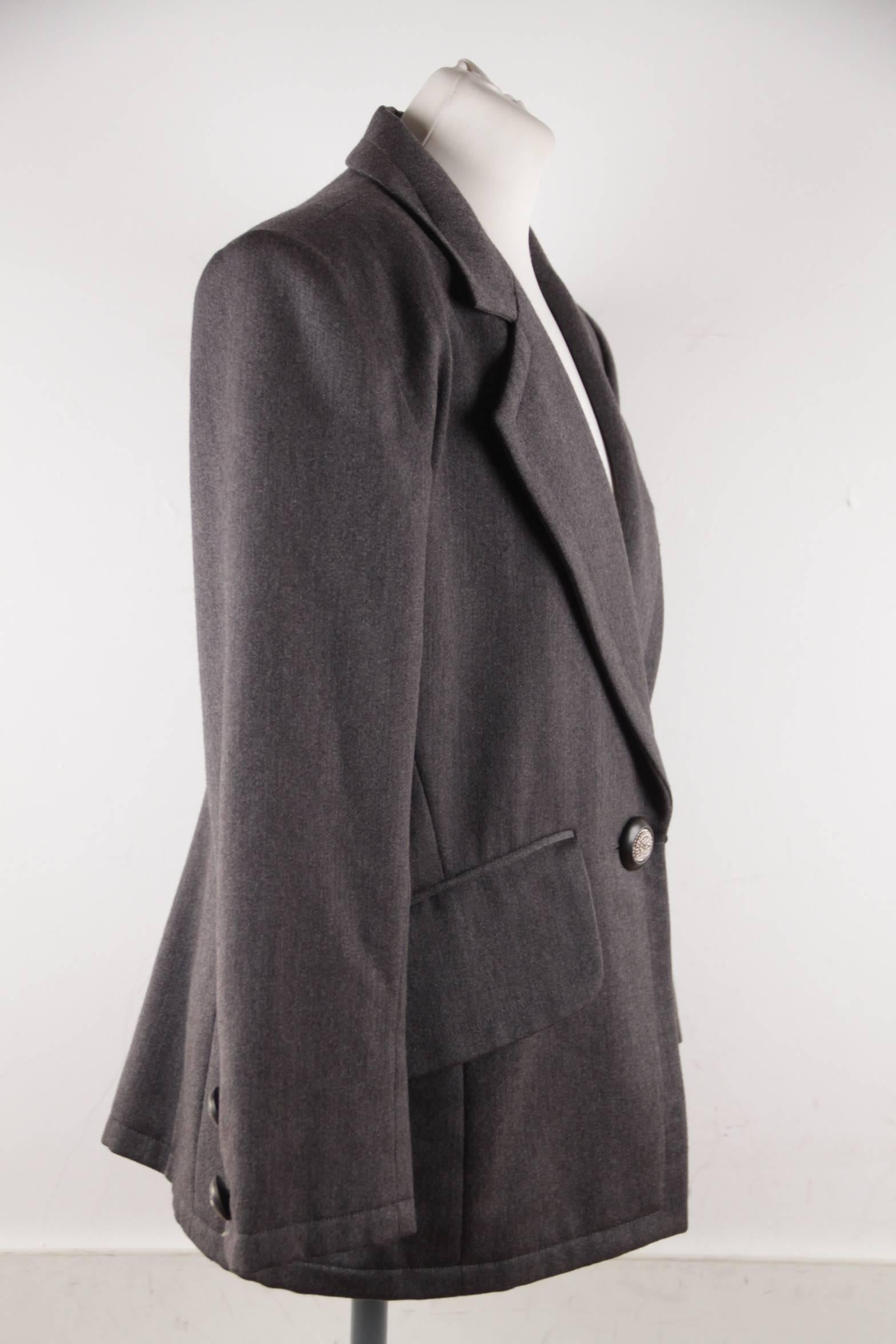 Black SAINT LAURENT RIVE GAUCHE Vintage Gray Wool BLAZER Jacket SIZE 44