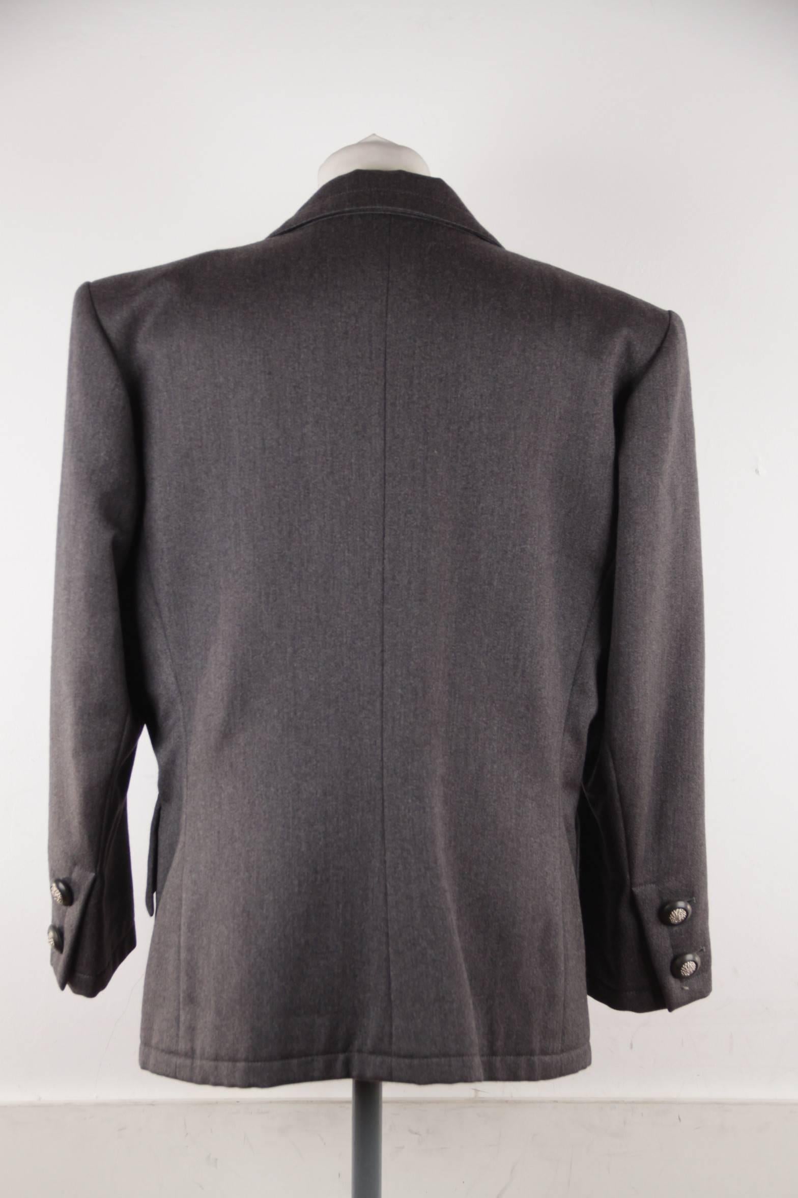 SAINT LAURENT RIVE GAUCHE Vintage Gray Wool BLAZER Jacket SIZE 44 In Good Condition In Rome, Rome