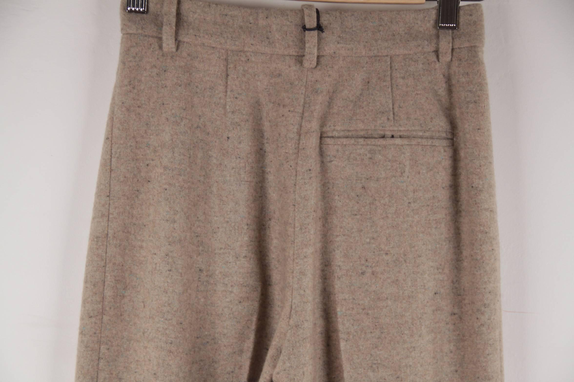 HERMES PARIS Vintage Beige Cashmere TAILORED TROUSERS Pants Size 34 XS 1