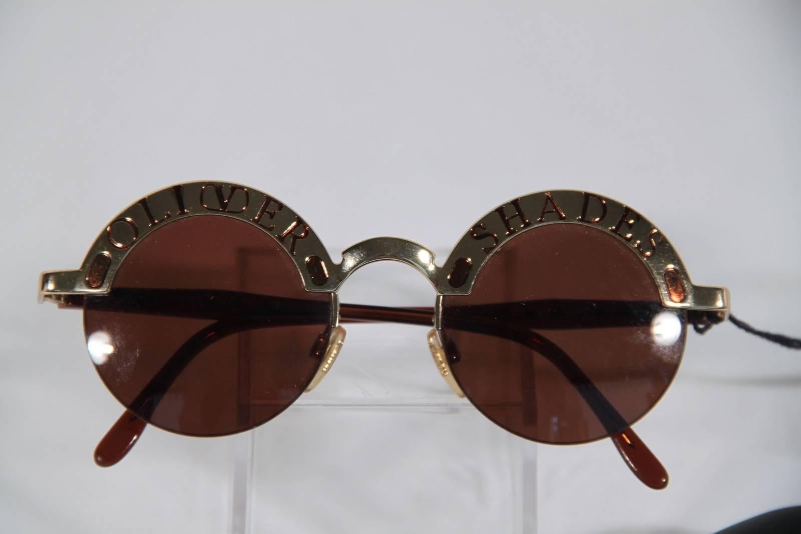 OLIVER SHADES Vintage Gold metal ROUND SUNGLASSES Mod.1803 936 48/20 SHADES In Good Condition In Rome, Rome