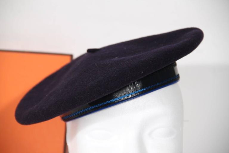 HERMES Blue Wool CHAPEAUX MOTSCH French BERET Cap Size 55 with BOX For Sale  at 1stDibs | hermes beret, beret hermes