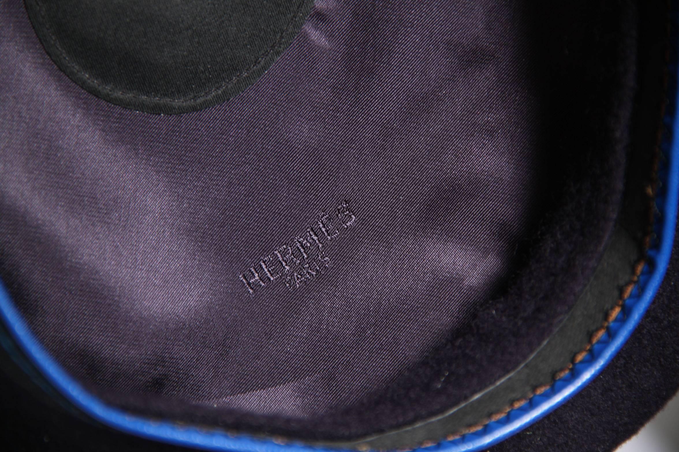 Women's HERMES Blue Wool CHAPEAUX MOTSCH French BERET Cap Size 55 with BOX