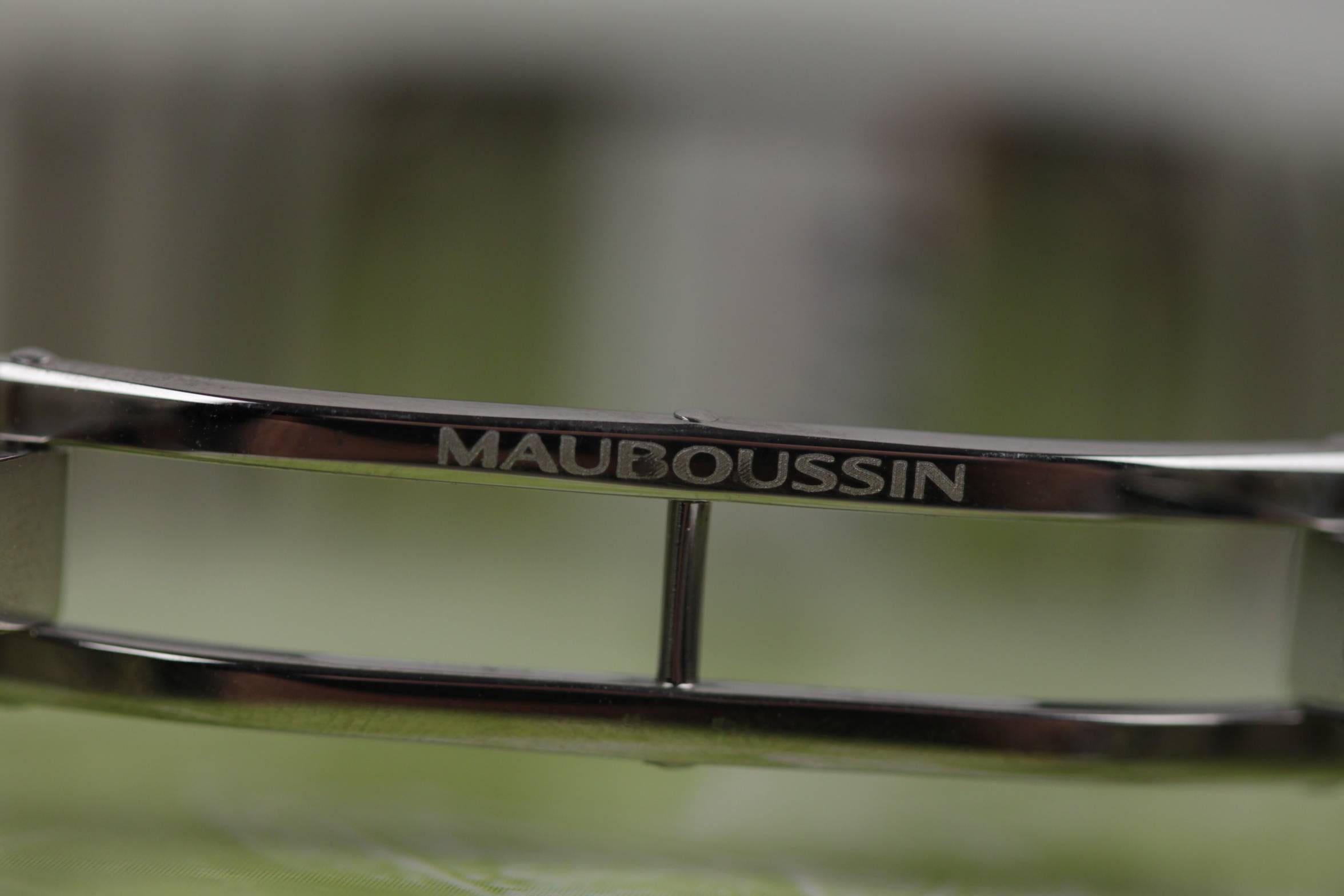 MAUBOUSSIN Stainless Steel LADY M WRIST WATCH Purple GrosGrain Bracelet w/ BOX 3