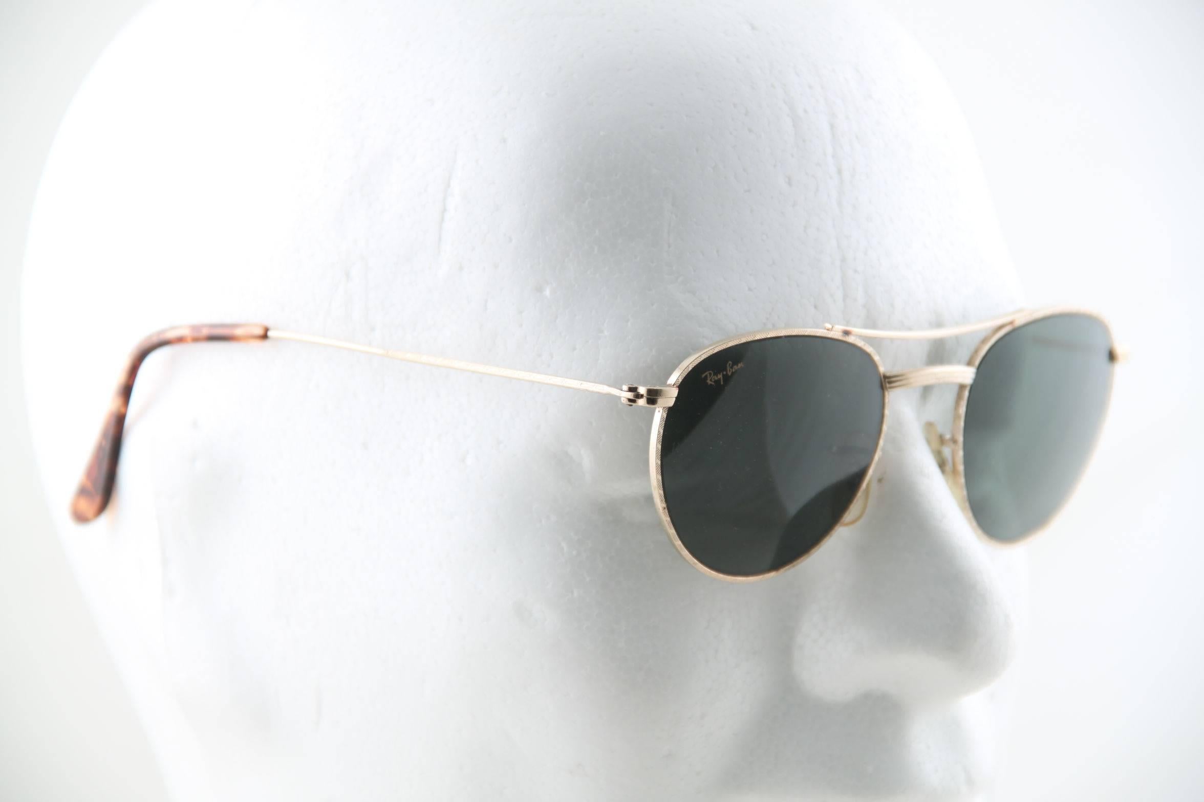 Gray Ray Ban B&l Vintage Sunglasses G-15 Lens W1754 Gold Metal Eyewear 