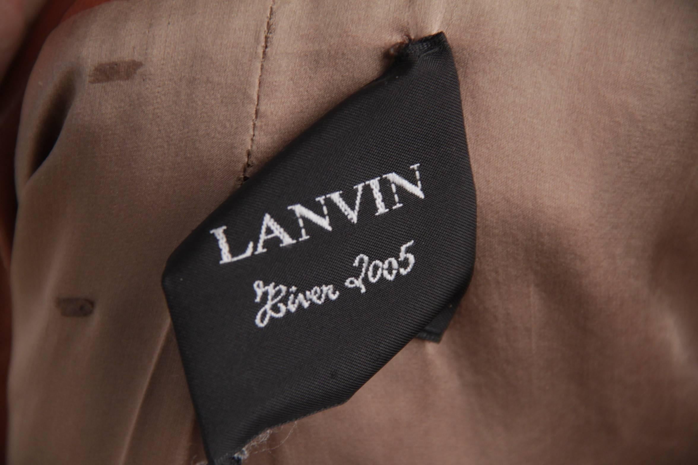 LANVIN Brown Leather FRINGED JACKET Western Style WINTER 2005 SIZE 34 1