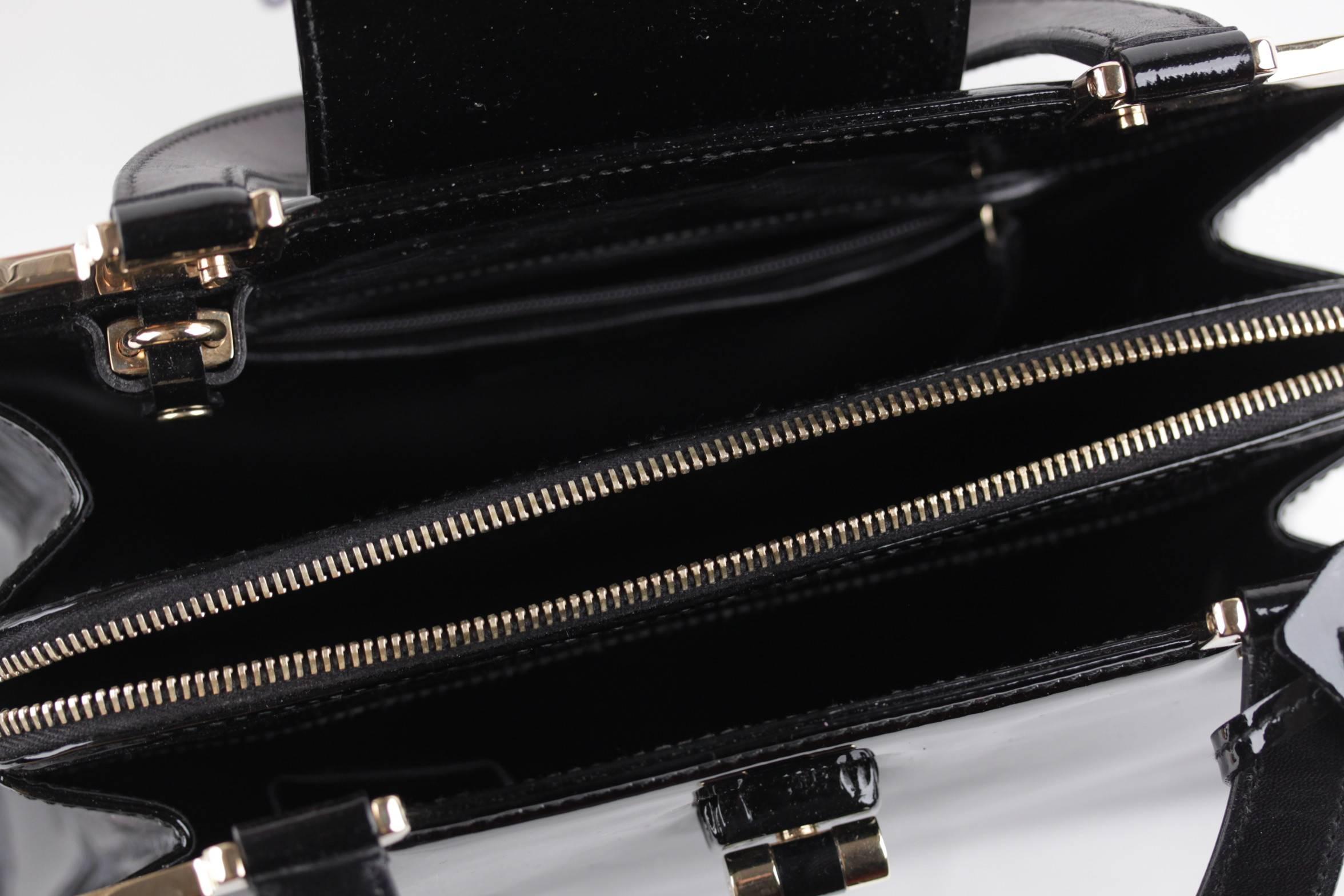 Women's YVES SAINT LAURENT Black Patent Leather UPTOWN Bag HANDBAG Satchel