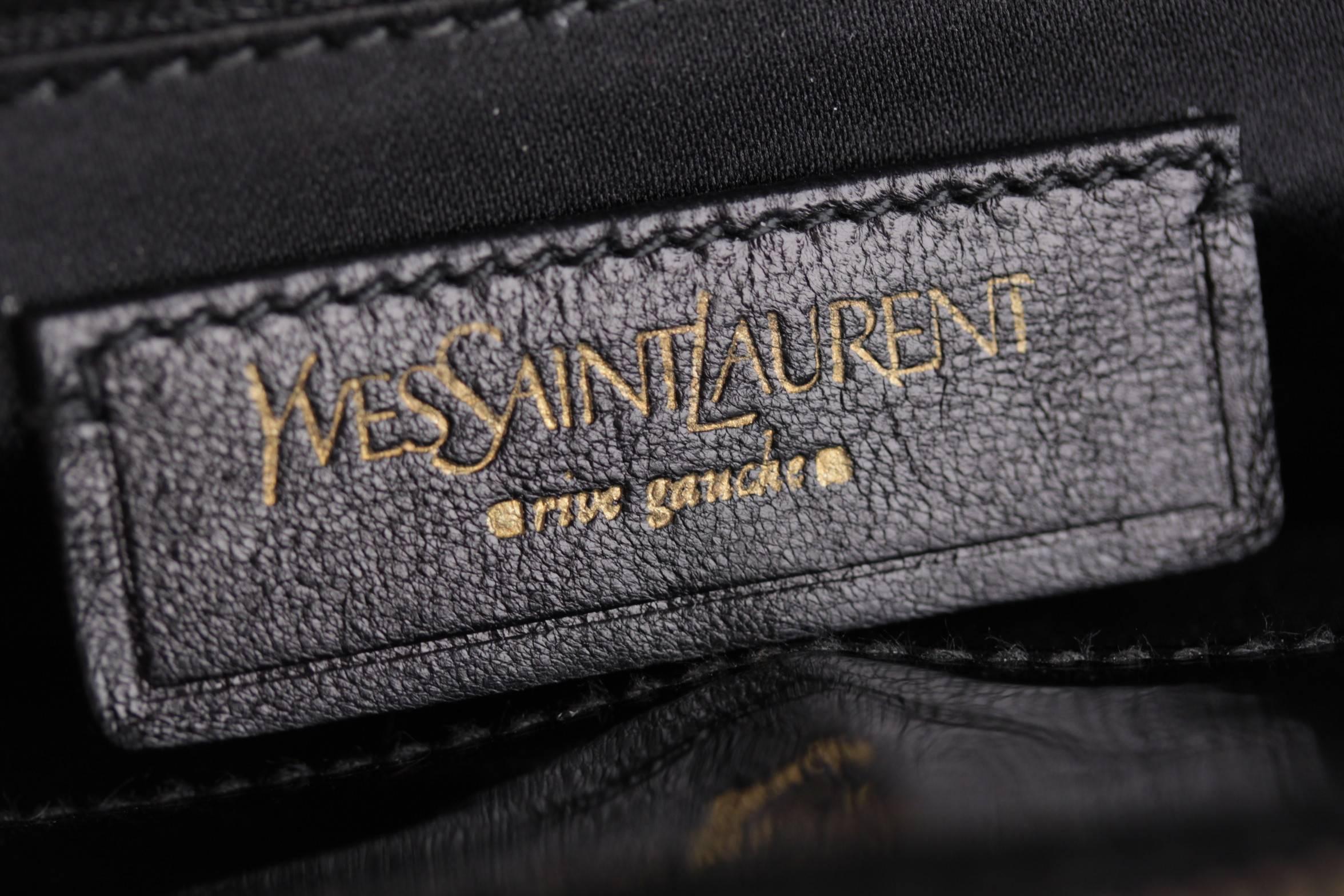 YVES SAINT LAURENT Black Patent Leather UPTOWN Bag HANDBAG Satchel 1