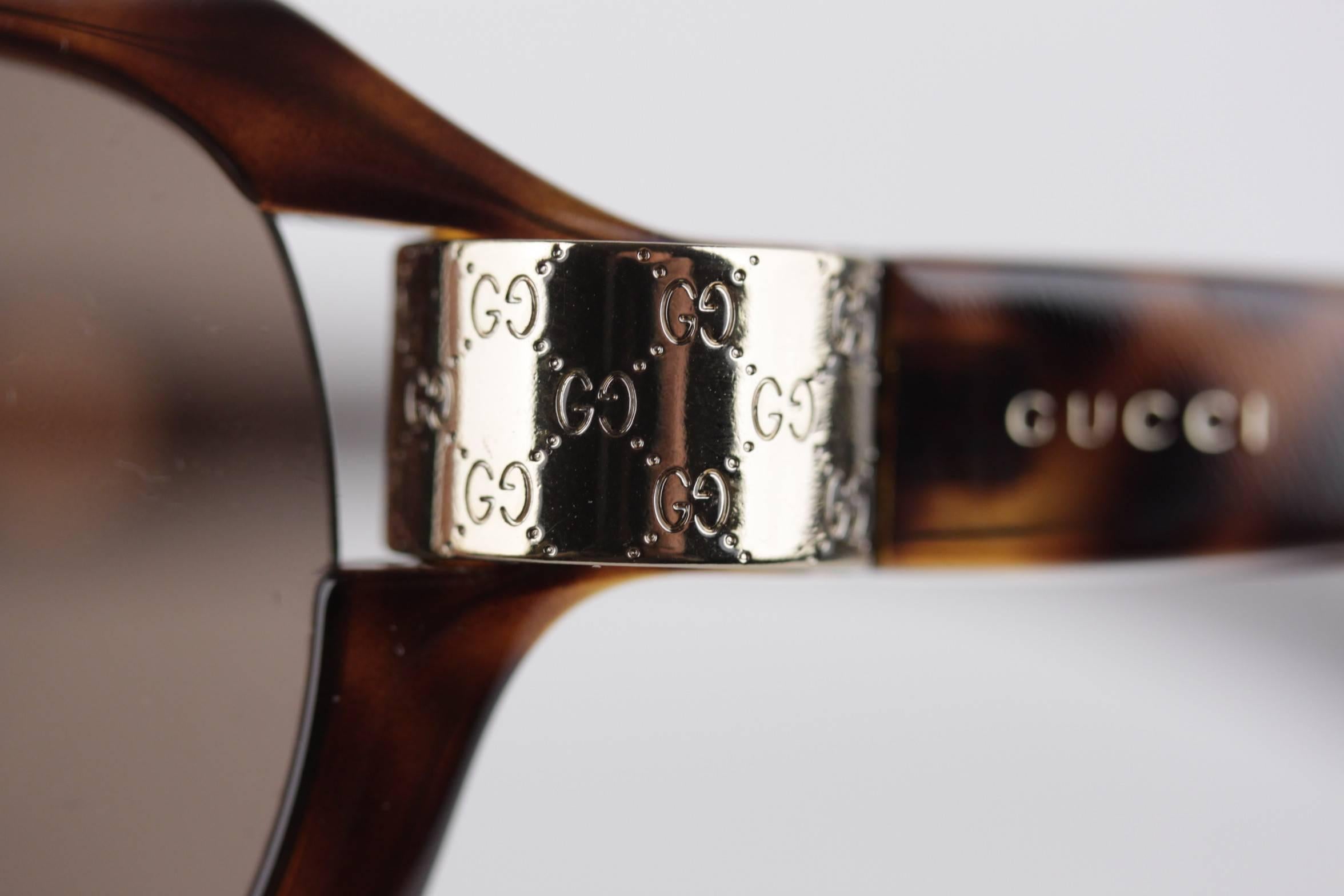 GUCCI Brown Tortoise SUNGLASSES GG 2984/N/S Wrap SHADES Womens Eyewear In New Condition In Rome, Rome