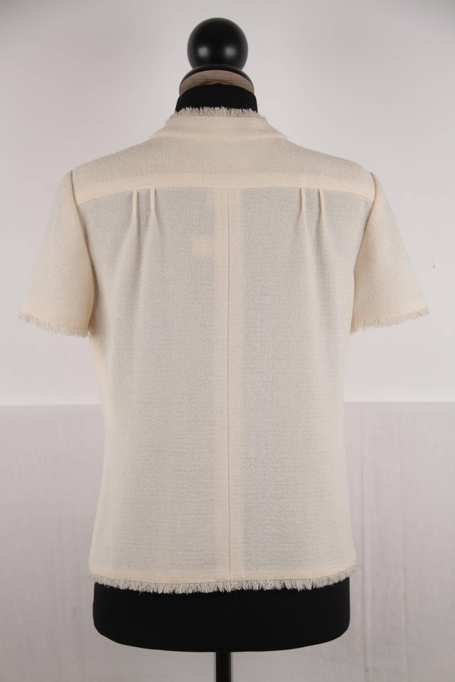 CHANEL Beige Wool Blend COCO LINE JACKET Short Sleeve Size 36 In Good Condition In Rome, Rome
