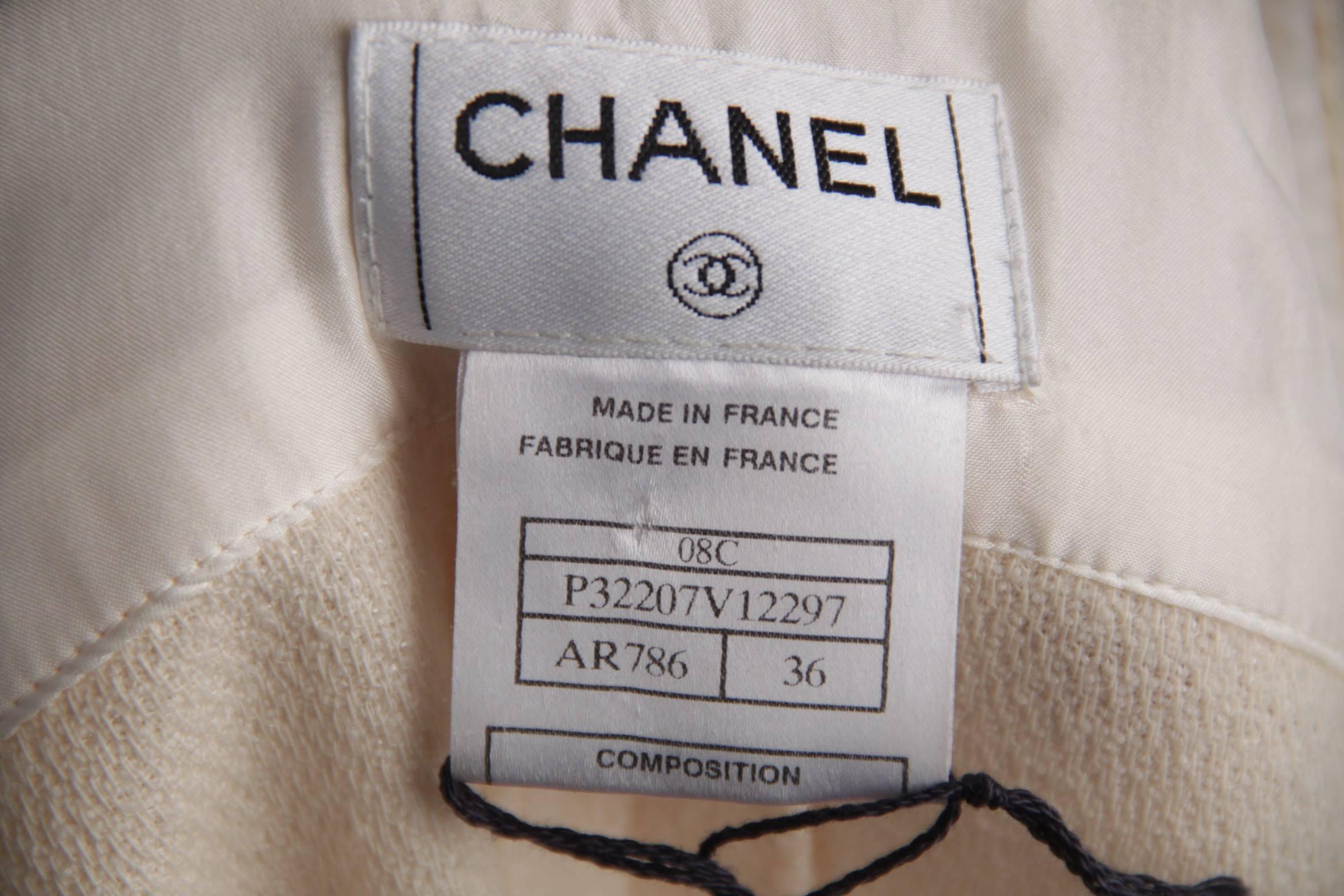 CHANEL Beige Wool Blend COCO LINE JACKET Short Sleeve Size 36 3