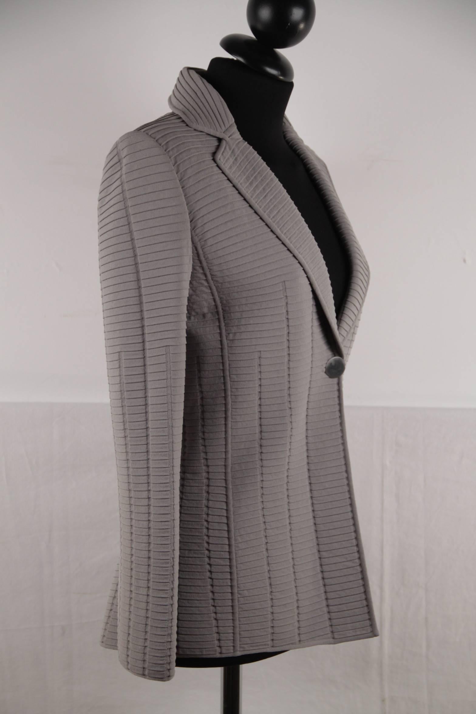 Women's GIORGIO ARMANI BLACK LABEL Gray TEXTURED BLAZER Jacket SIZE 40 IT