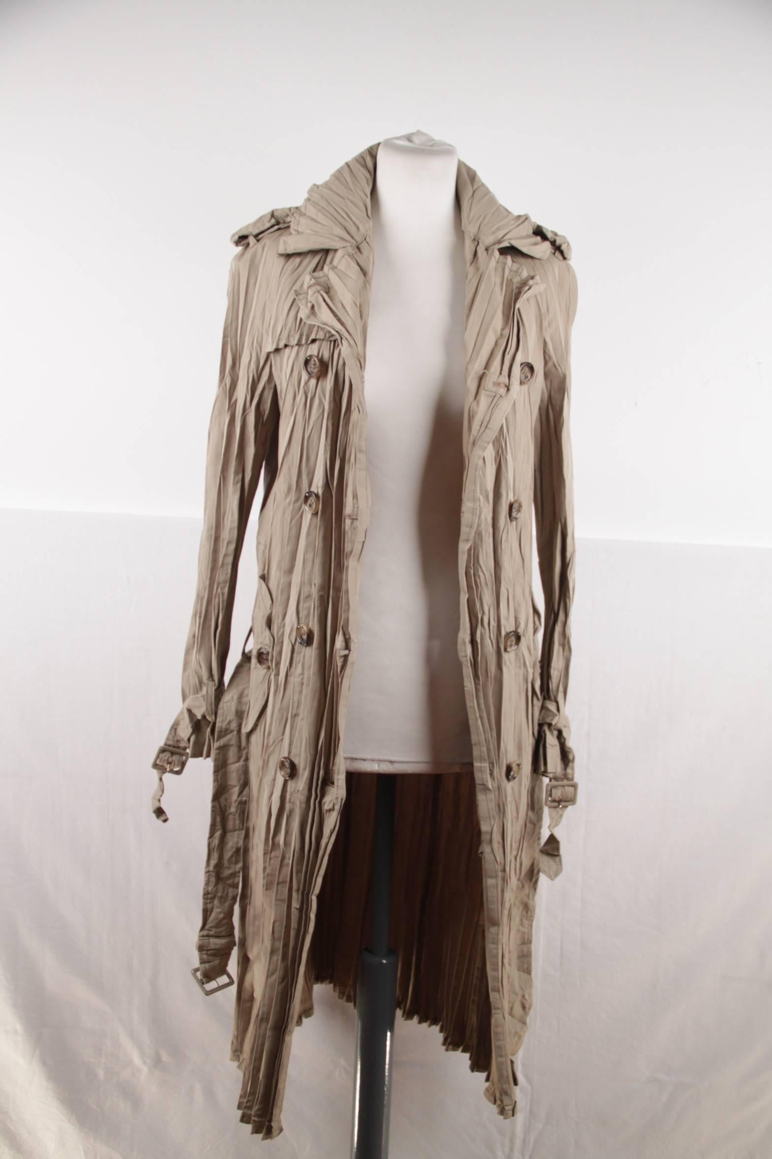 JUNYA WATANABE COMME DES GARCONS Pleated Cotton Blend TRENCH COAT Size M In Excellent Condition In Rome, Rome