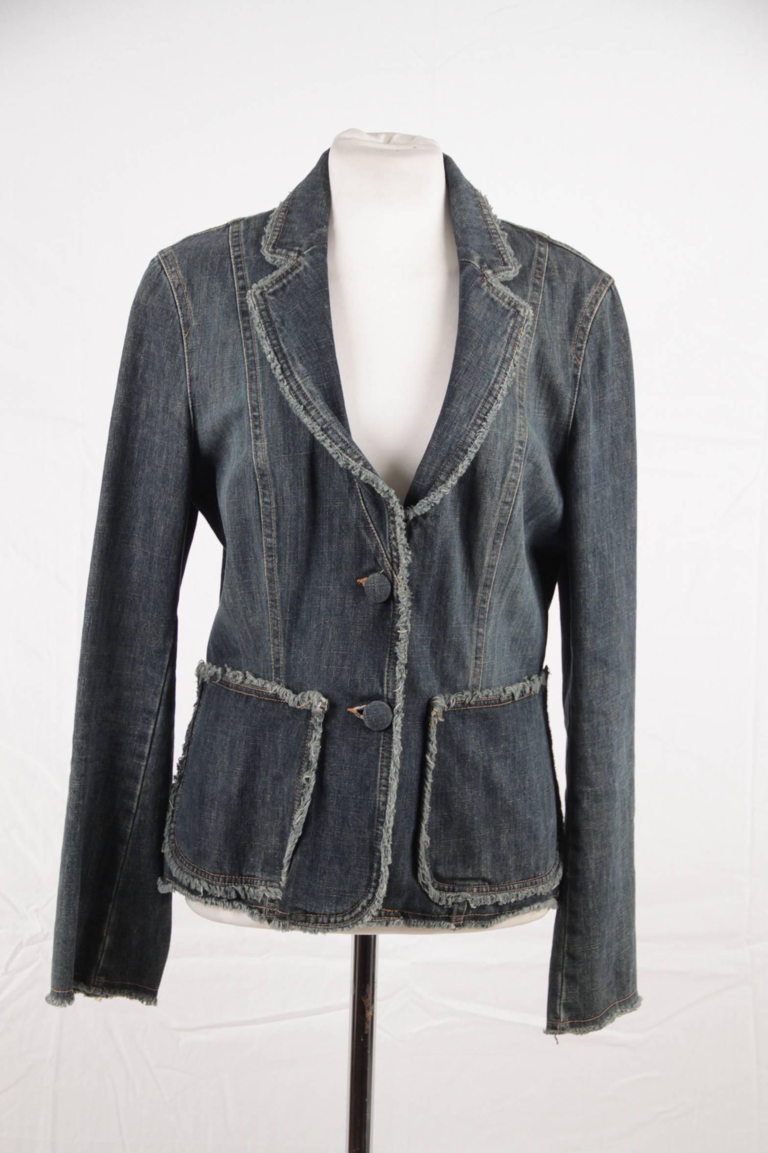 Black MOSCHINO JEANS Blue Jeans Denim BLAZER Single Breasted Jacket SIZE 46