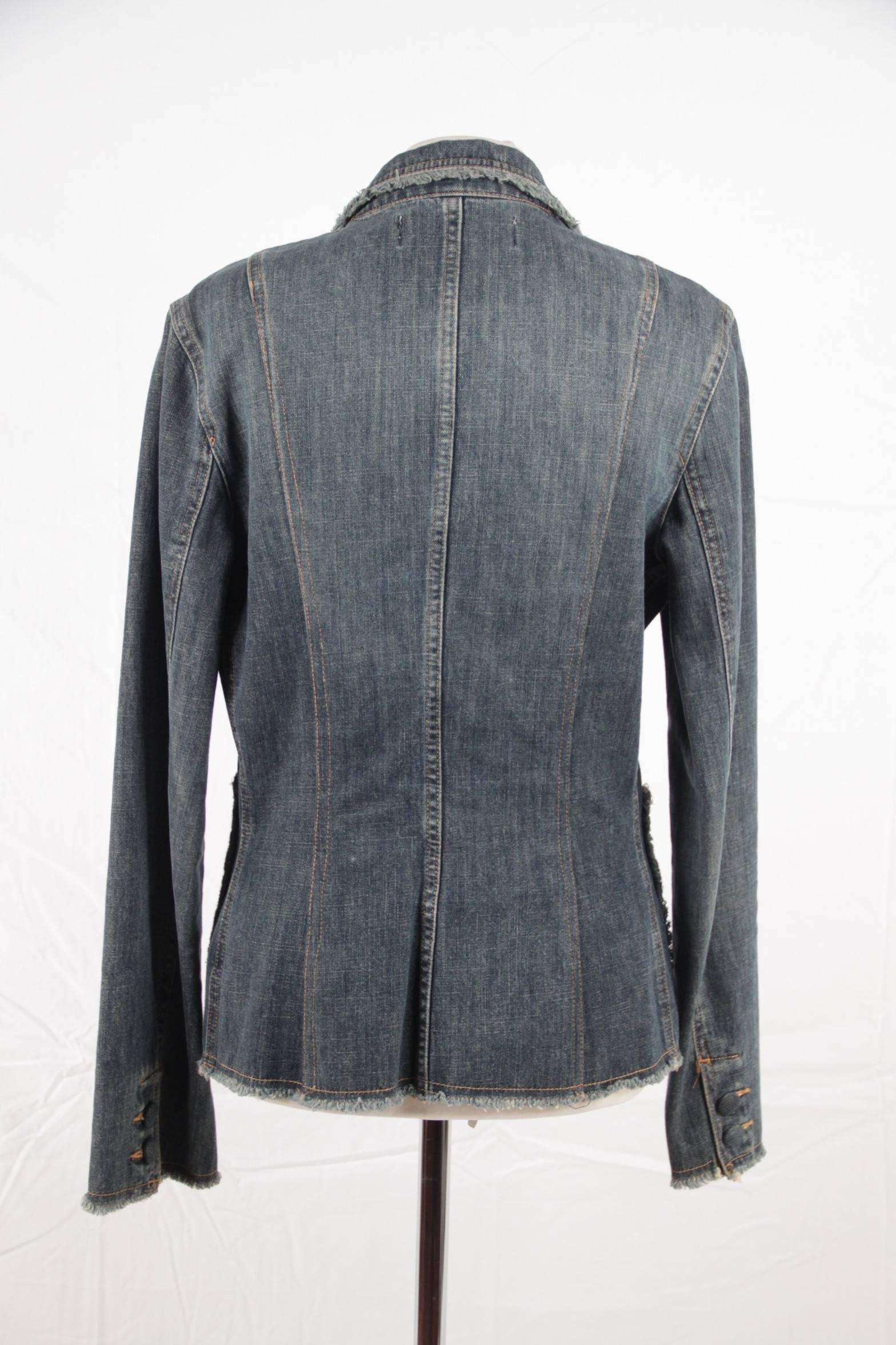 MOSCHINO JEANS Blue Jeans Denim BLAZER Single Breasted Jacket SIZE 46 In Good Condition In Rome, Rome
