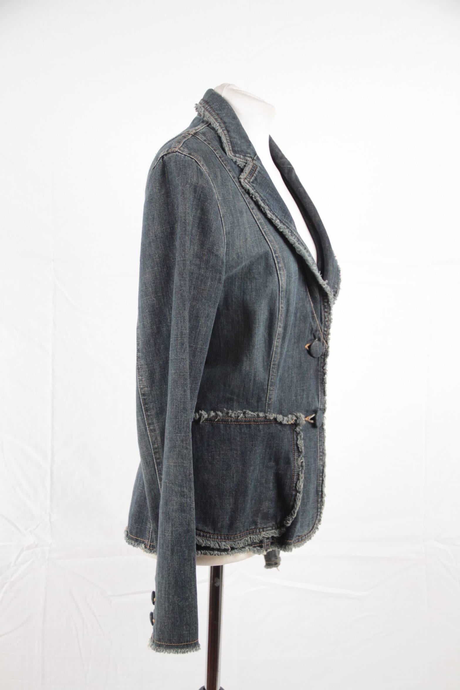 MOSCHINO JEANS Blue Jeans Denim BLAZER Single Breasted Jacket SIZE 46 1