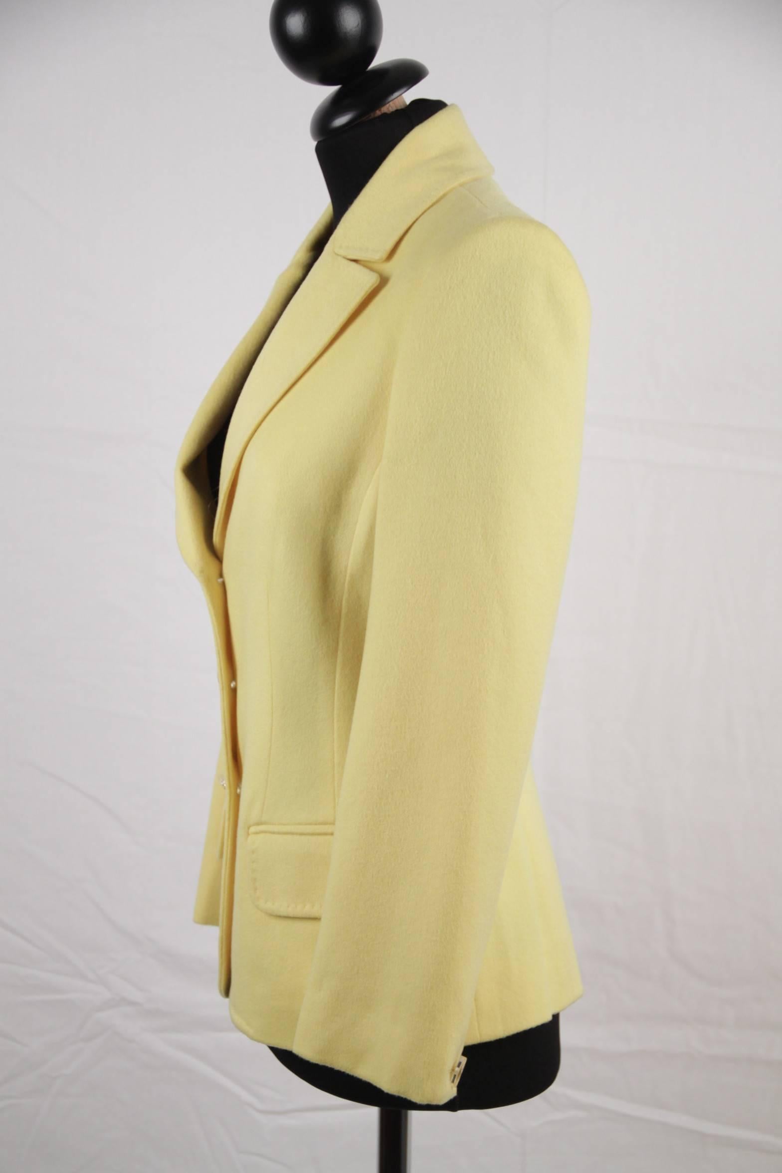 Beige VERSACE Bright Yellow Cashmere Blend BLAZER Jacket SIZE 40