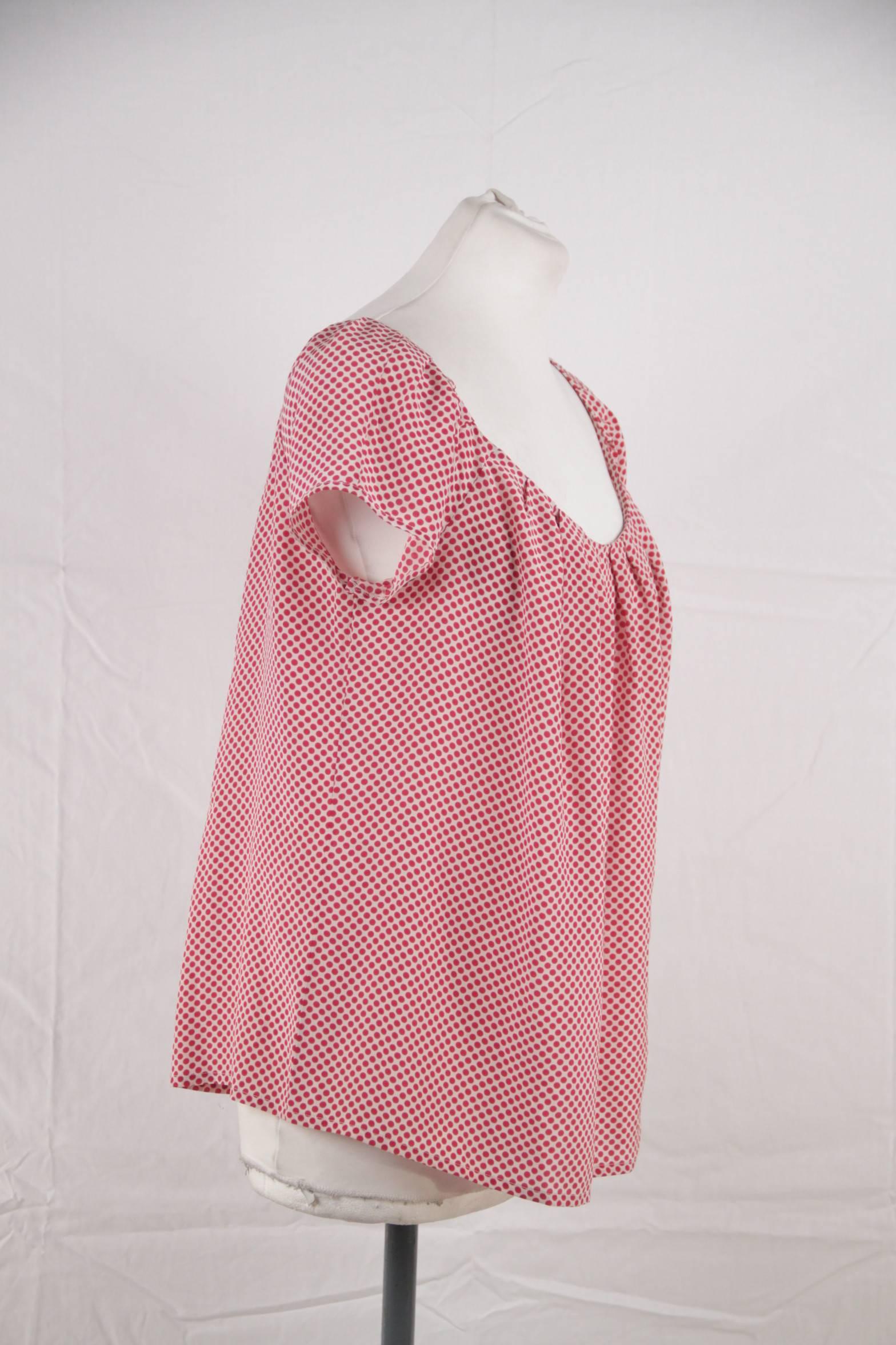 Christian Dior Silk Polka Dot Blouse Short Sleeve Top  In Good Condition In Rome, Rome