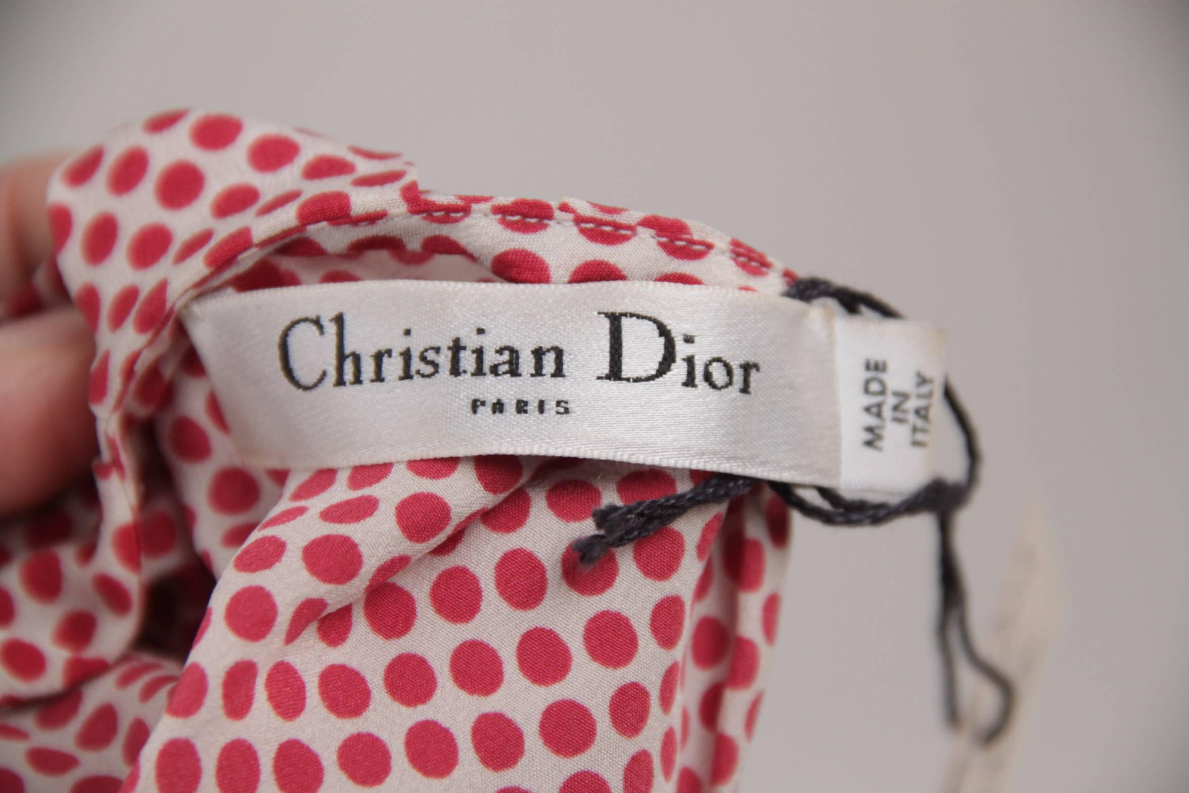 Christian Dior Silk Polka Dot Blouse Short Sleeve Top  1