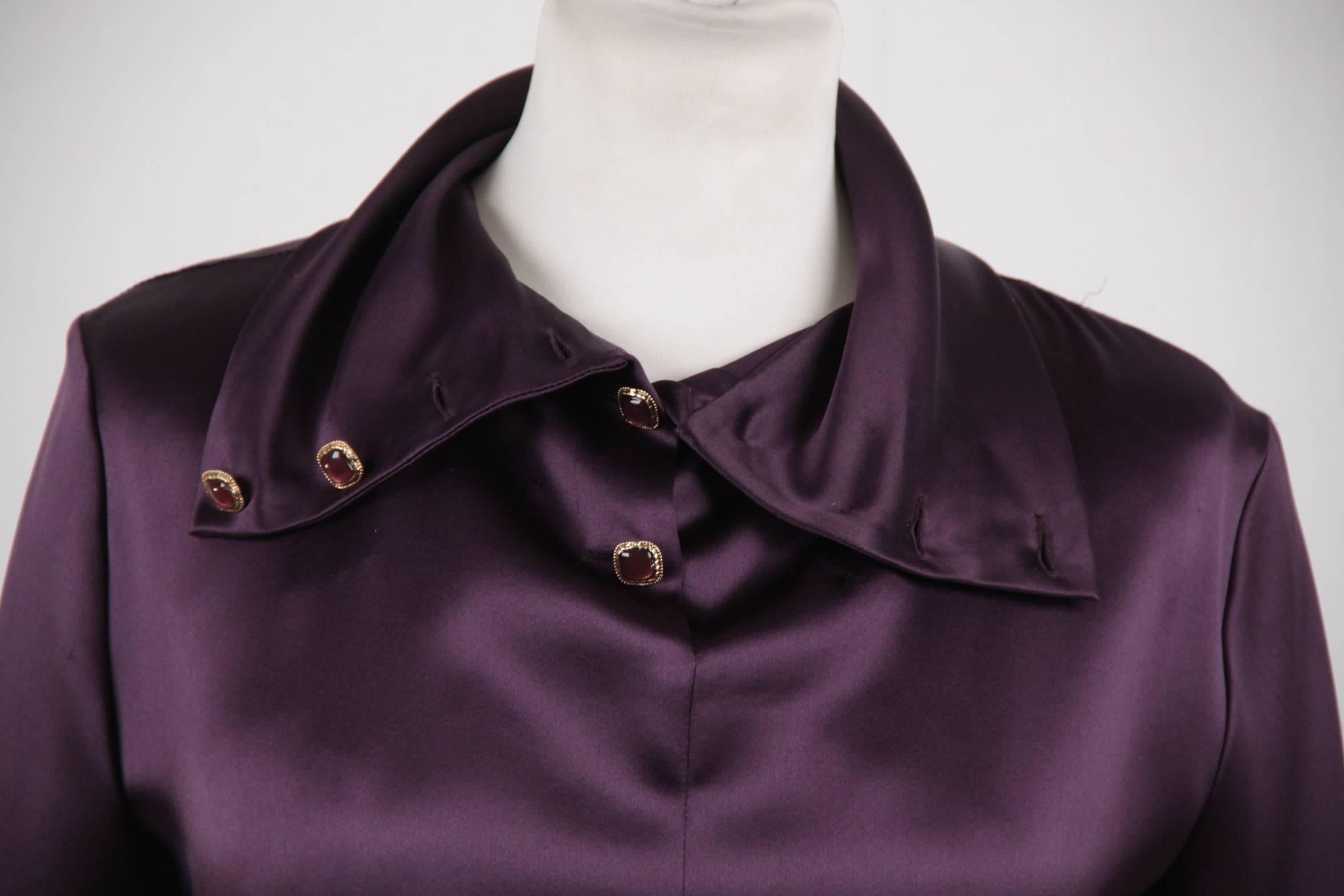 Women's CHANEL Purple Silk SHORT SLEEVE BLOUSE Shirt SIZE 36 EM