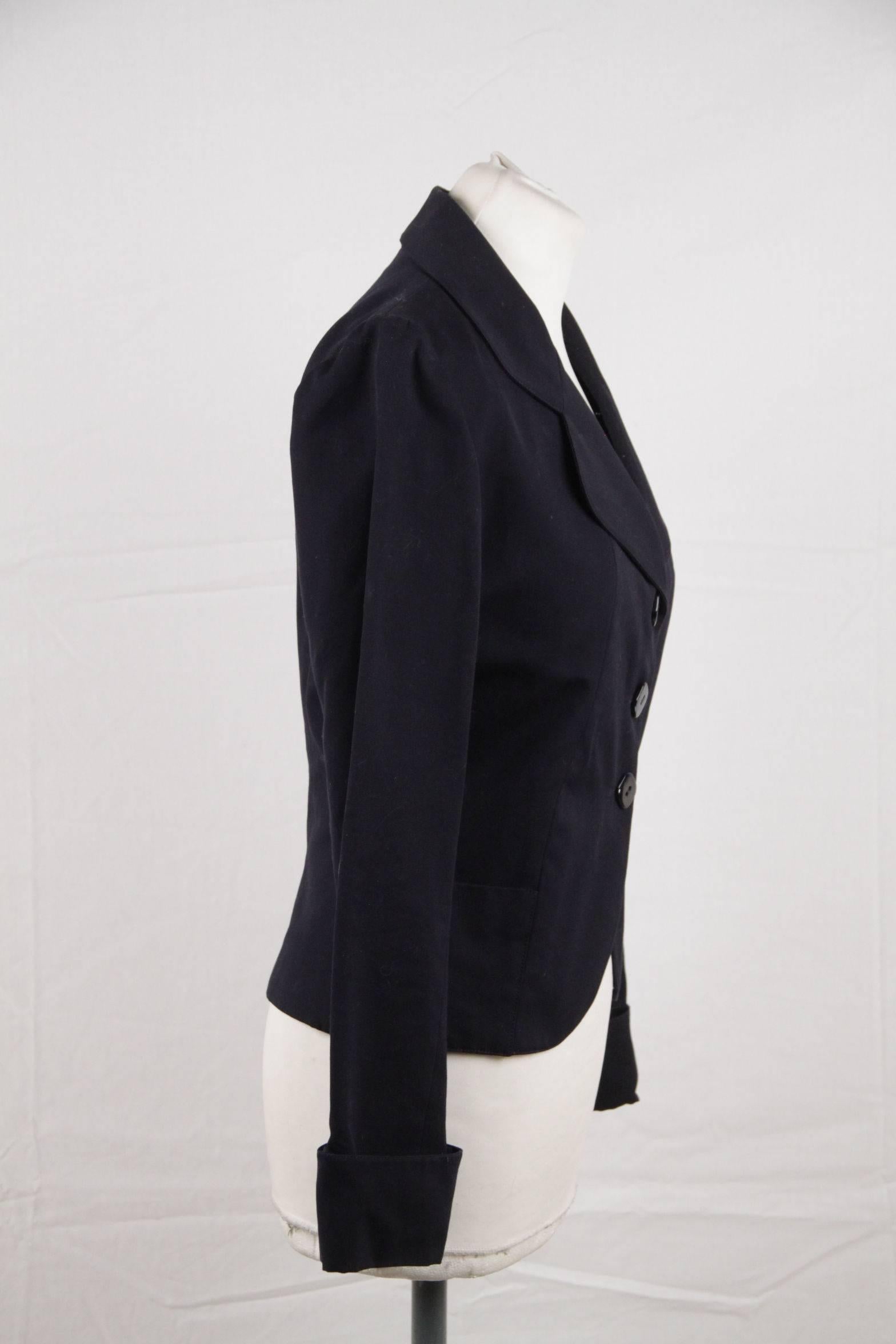 Black KARL LAGERFELD Navy Blue Cotton BLAZER Jacket SIZE 38