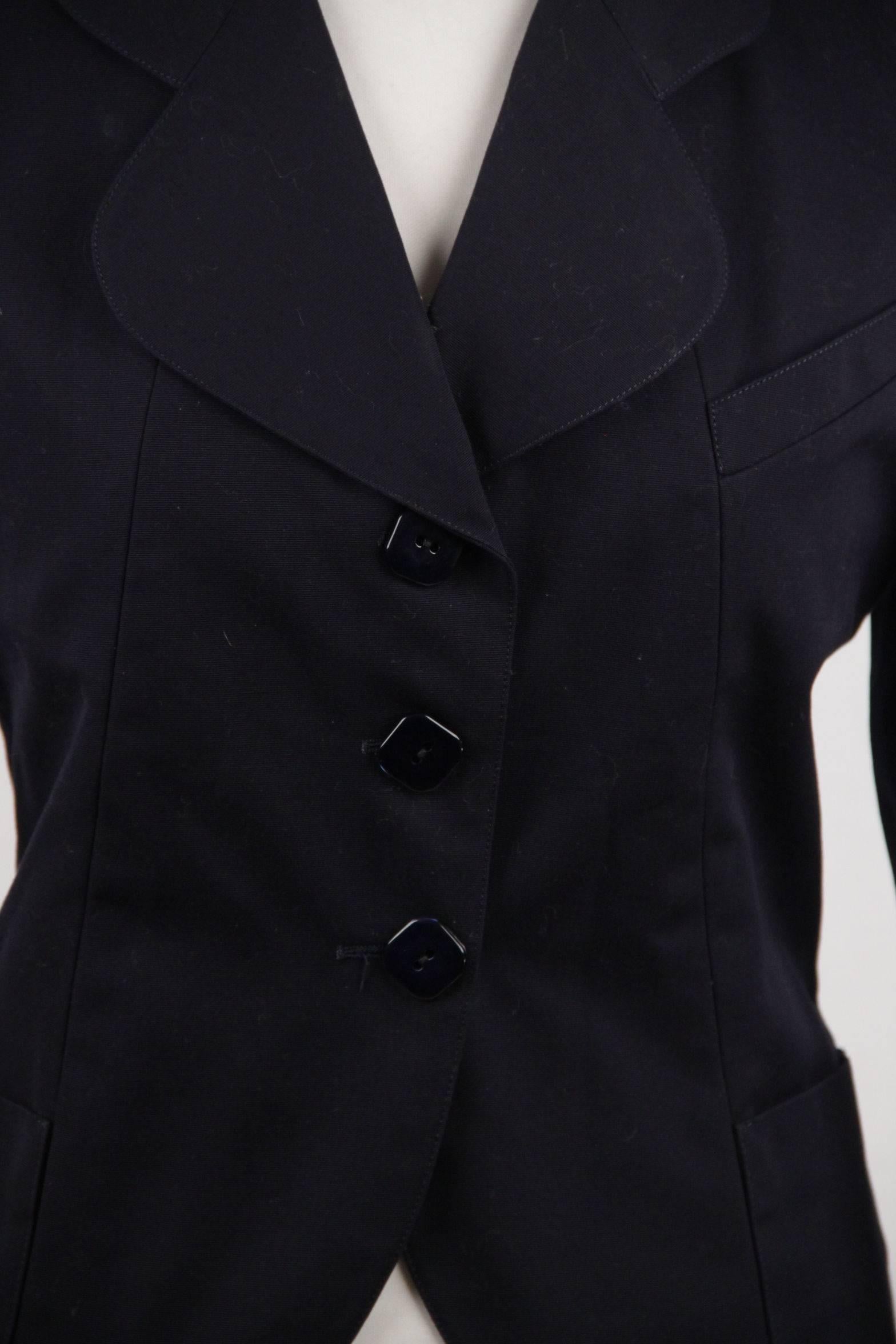 Women's KARL LAGERFELD Navy Blue Cotton BLAZER Jacket SIZE 38