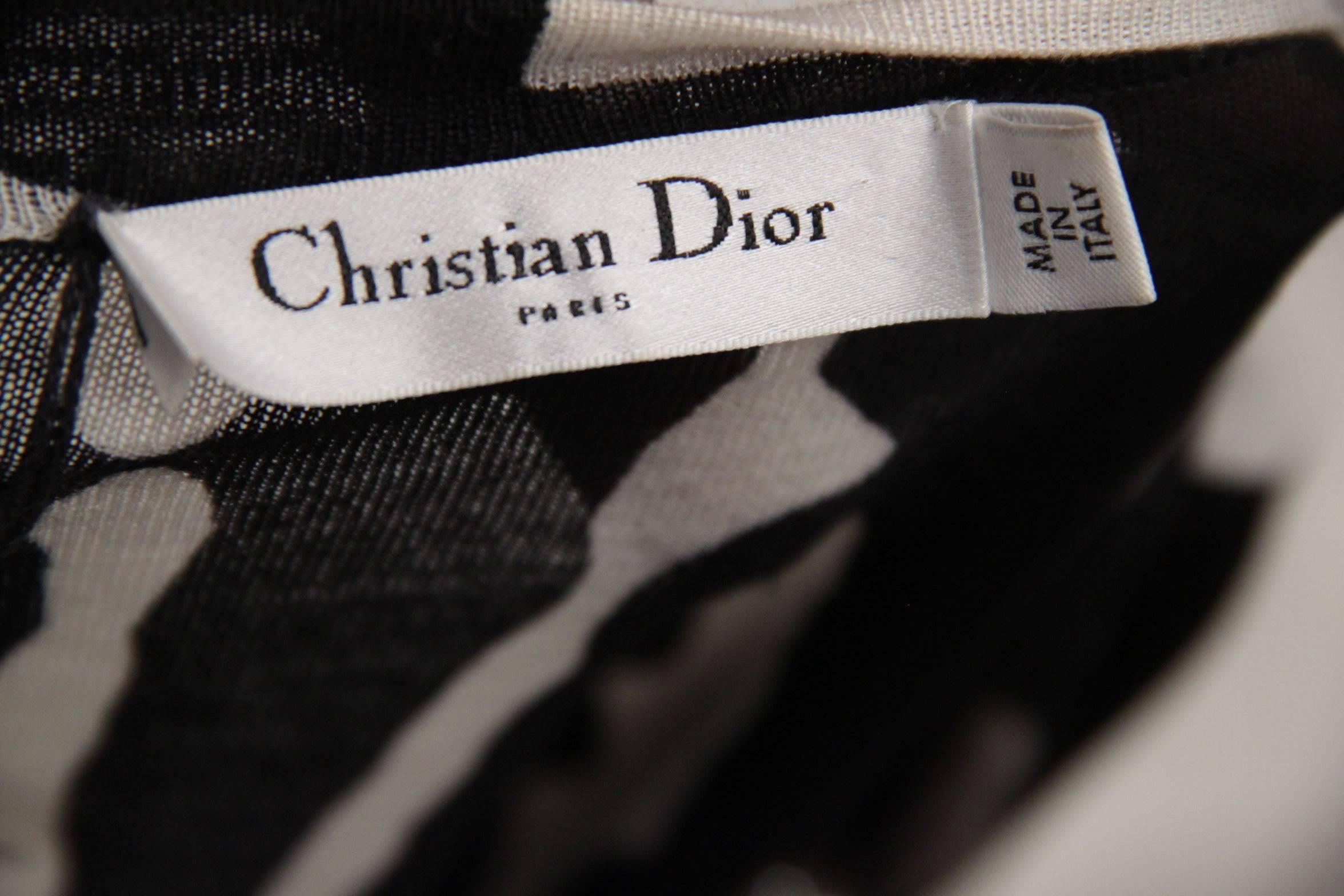 Christian Dior Wool and Silk Zebra Cardigan with Faux Pearl Necklace 4