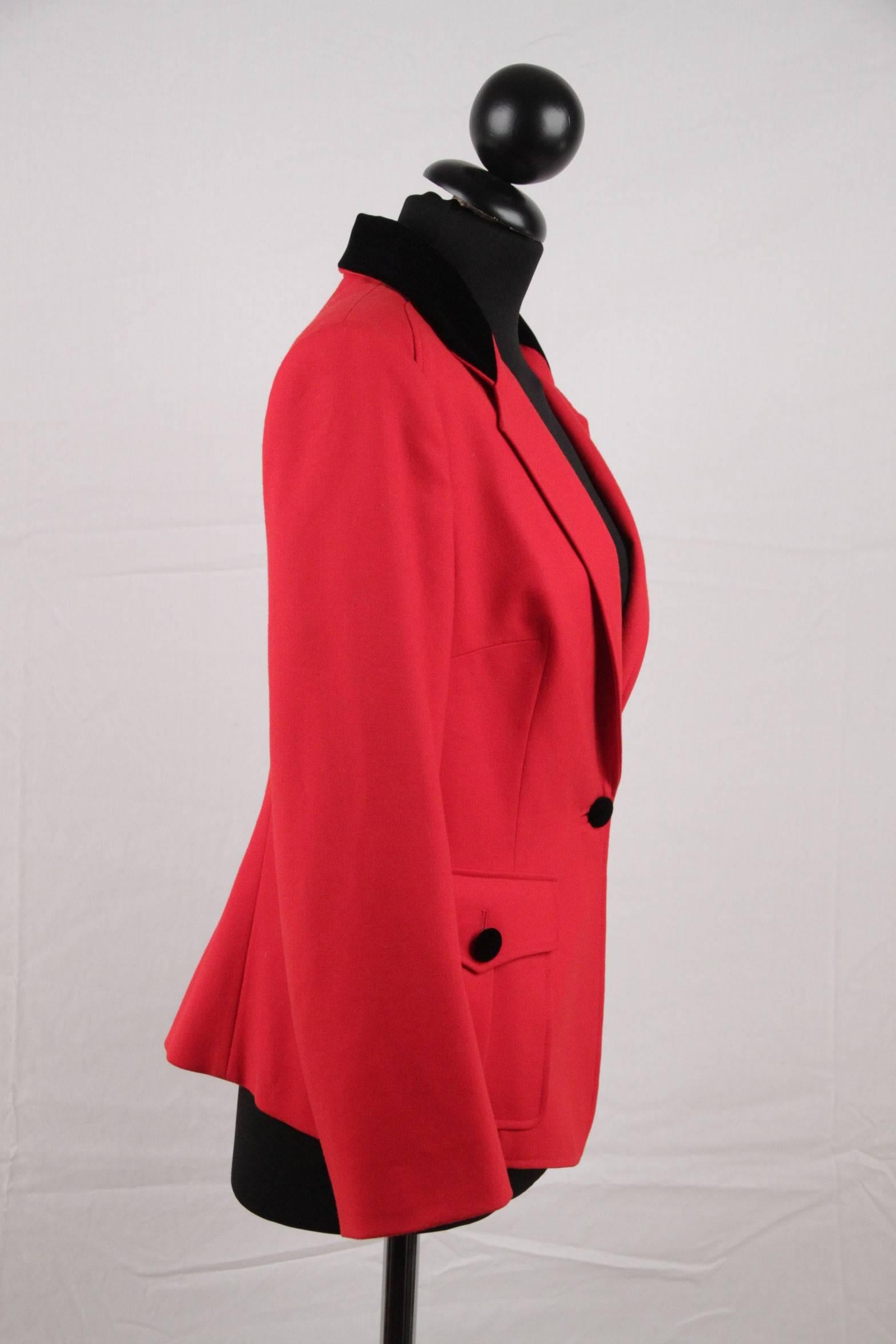BALENCIAGA Red Wool BLAZER Jacket EQUESTRIAN Style SIZE 38 In Good Condition In Rome, Rome