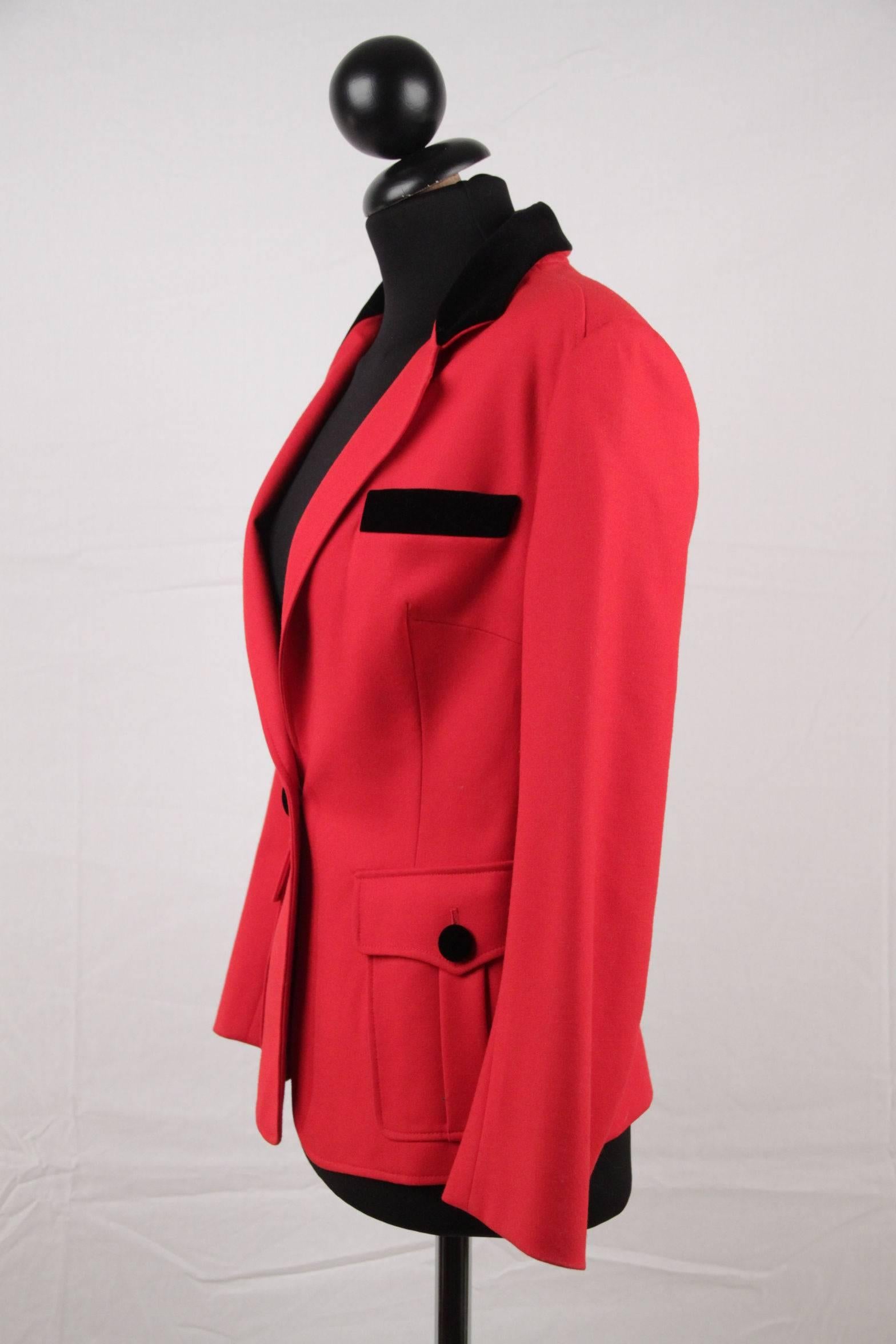 BALENCIAGA Red Wool BLAZER Jacket EQUESTRIAN Style SIZE 38 3