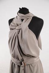 GUCCI Gray Silk HALTERNECK DRESS w/ BELT & BAMBOO Detail SIZE 42