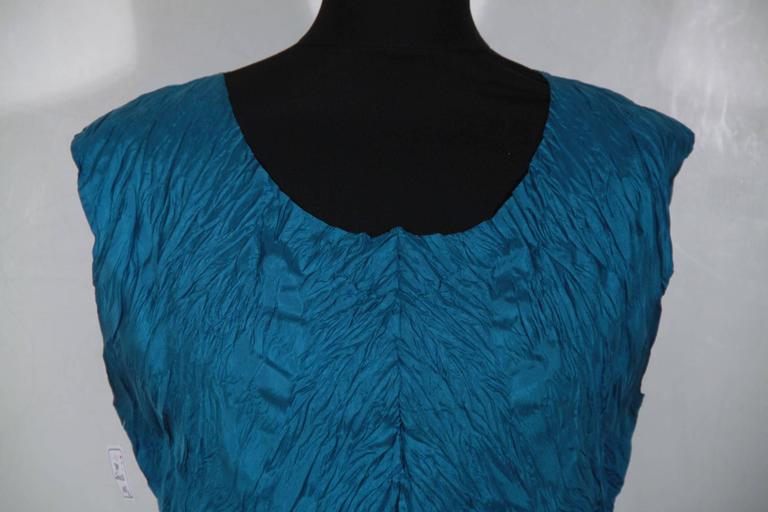 ISSEY MIYAKE Turquoise CRINKLE Poly Fabric SLEEVELESS TOP Vest SIZE M ...