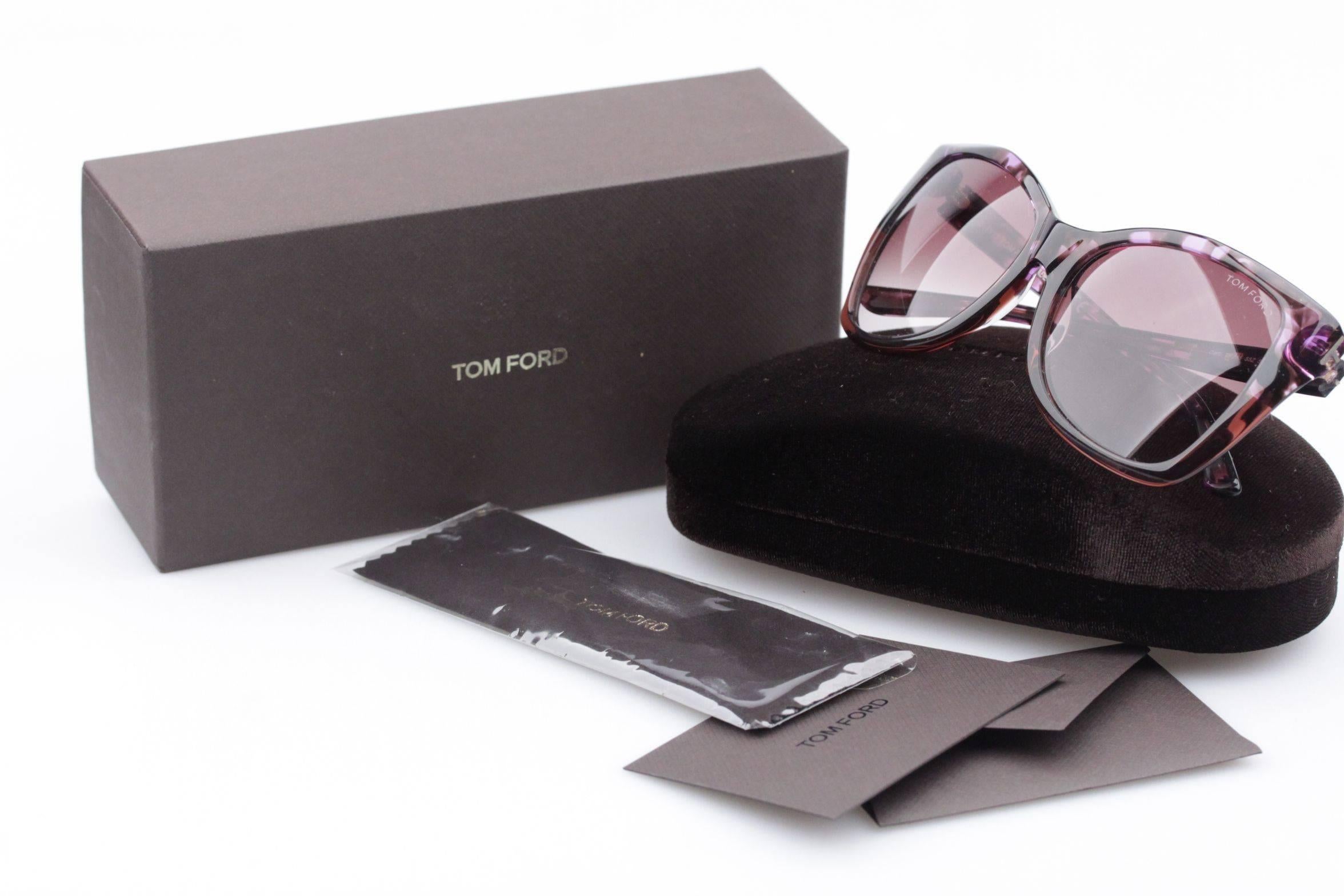 TOM FORD Eyewear CARLI TF 295 55Z 57/16 Oversized Butterfly SUNGLASSES Boxed 2