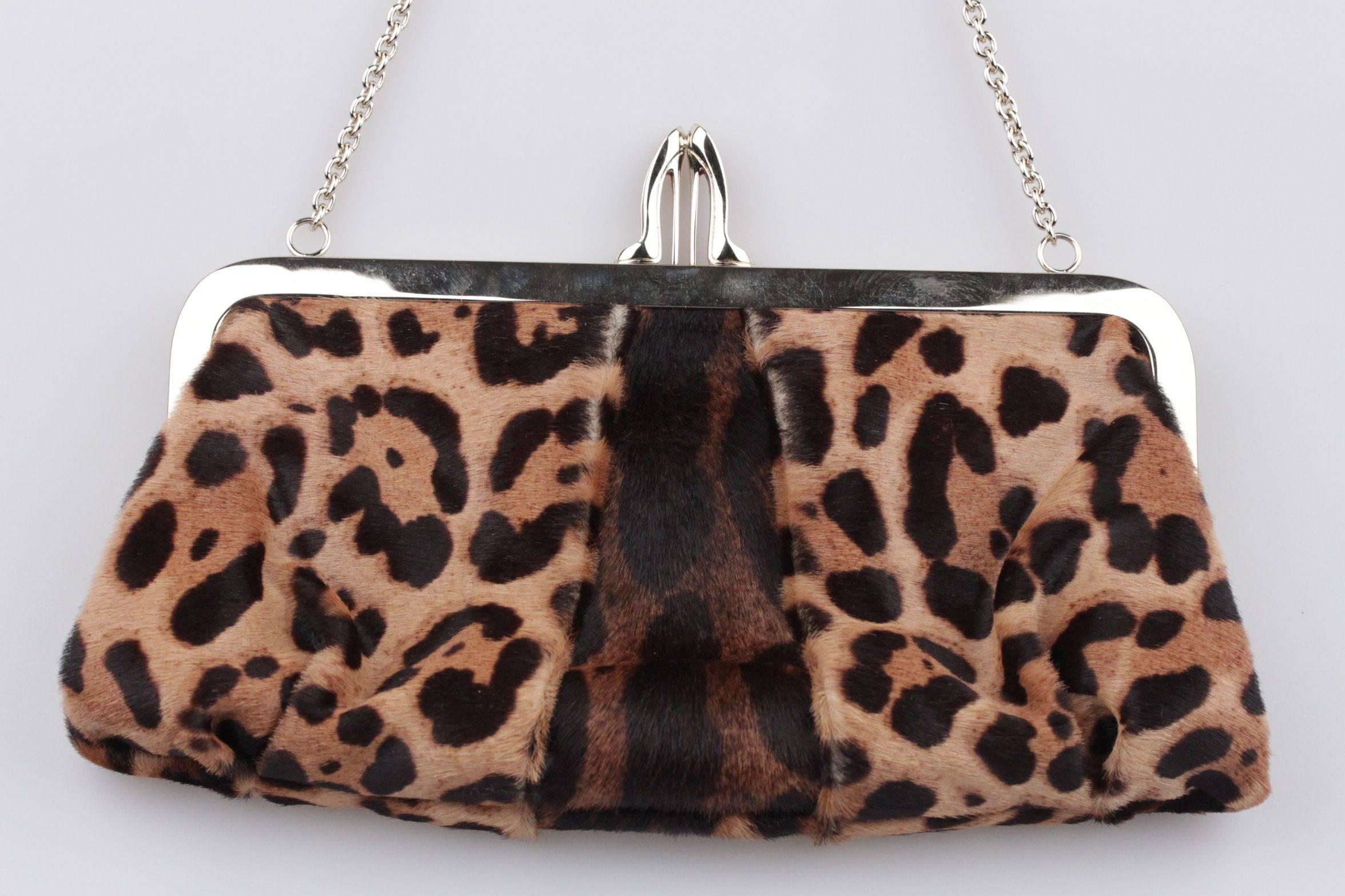 Brown CHRISTIAN LOUBOUTIN Leopard Pony Hair LOUBI LULA Bag CLUTCH Handbag
