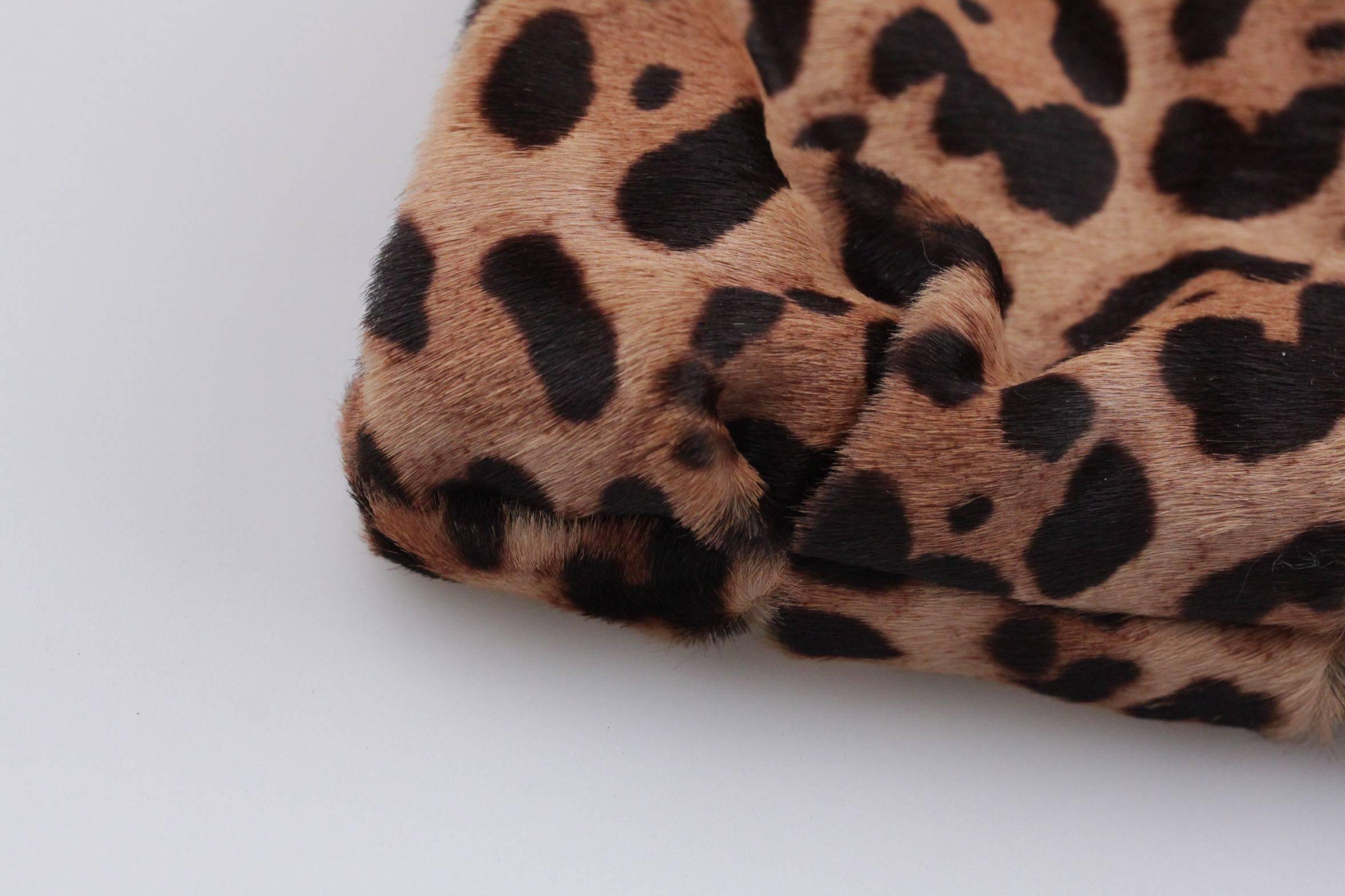 CHRISTIAN LOUBOUTIN Leopard Pony Hair LOUBI LULA Bag CLUTCH Handbag In Excellent Condition In Rome, Rome