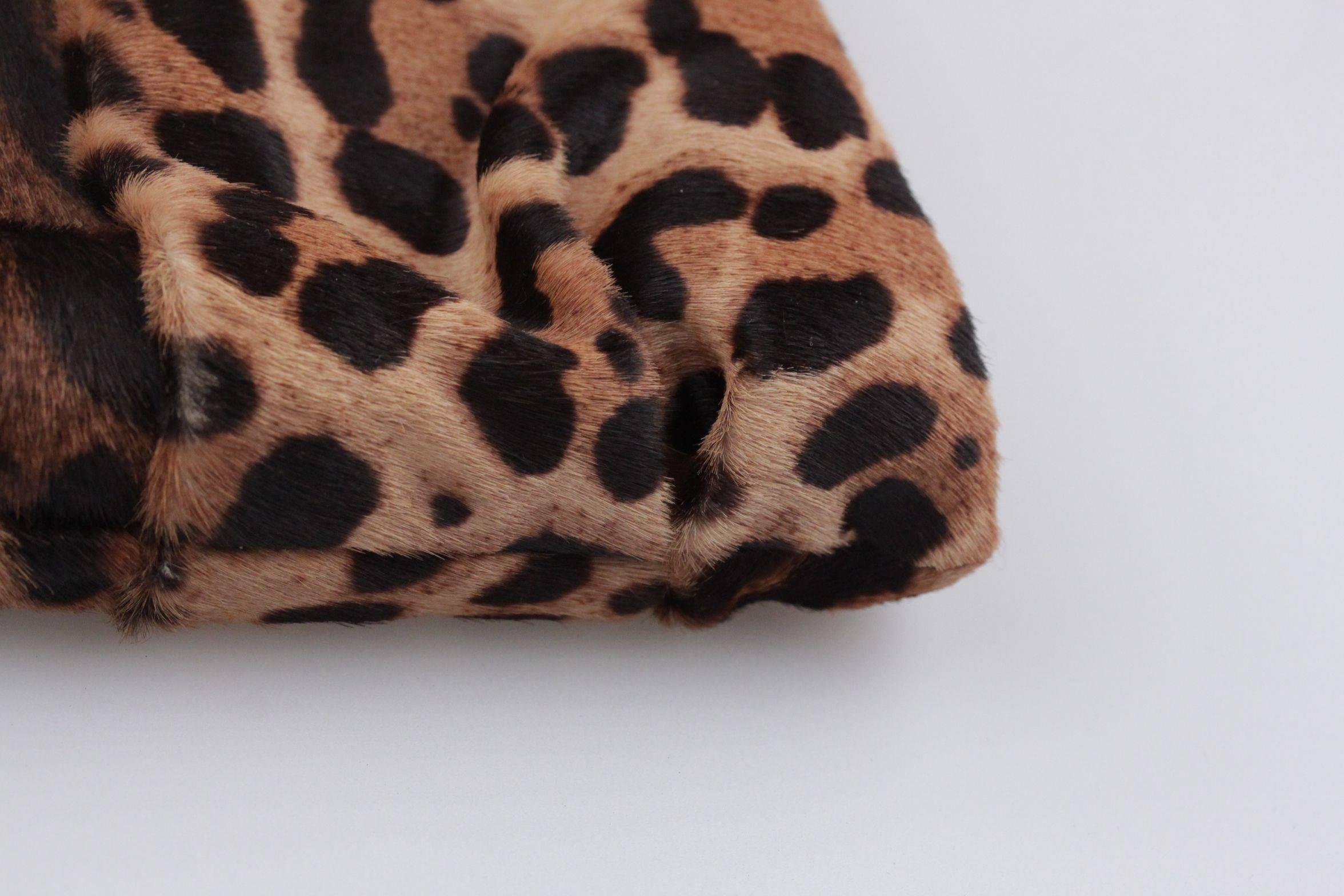 Women's CHRISTIAN LOUBOUTIN Leopard Pony Hair LOUBI LULA Bag CLUTCH Handbag