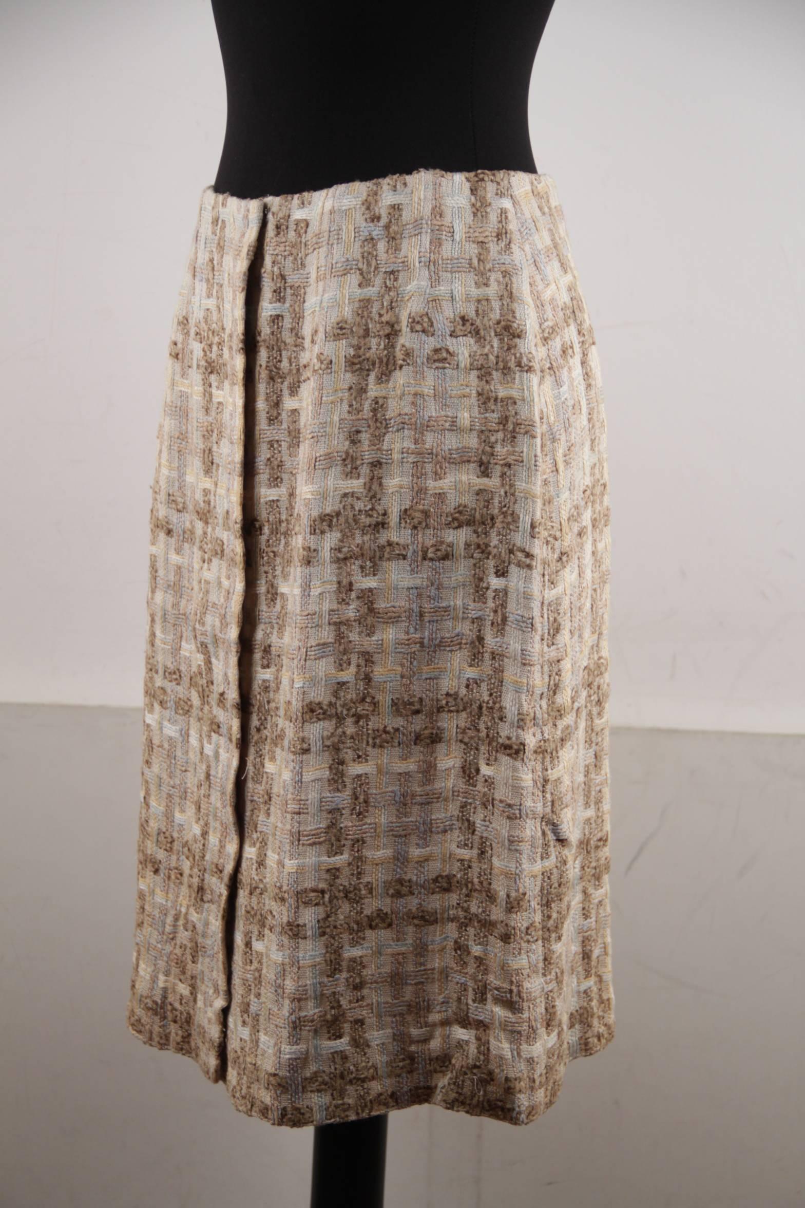 CHANEL BOUTIQUE Vintage Beige Cream Wool Blend PENCIL SKIRT Sz 38 FR AS In Excellent Condition In Rome, Rome