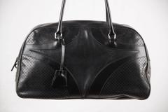 PRADA Black Leather BOWLING BAG Satchel BOWLER GM Purse HANDBAG