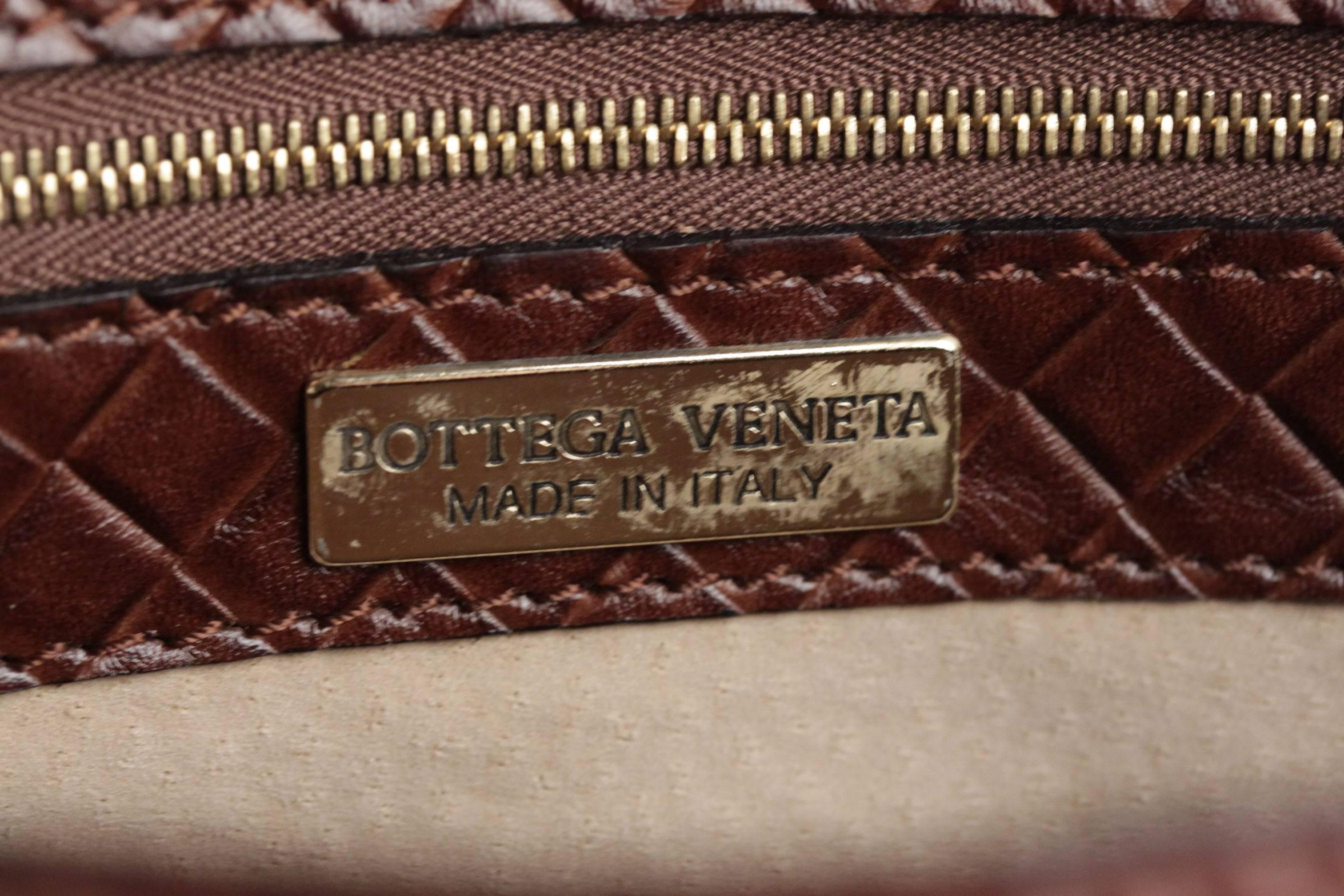 BOTTEGA VENETA Brown Embossed Leather PORTFOLIO Large CLUTCH Handbag 1