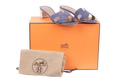 HERMES PARIS Light Blue OASIS SANDALS Shoes SLIDES Size 36 w/ BOX
