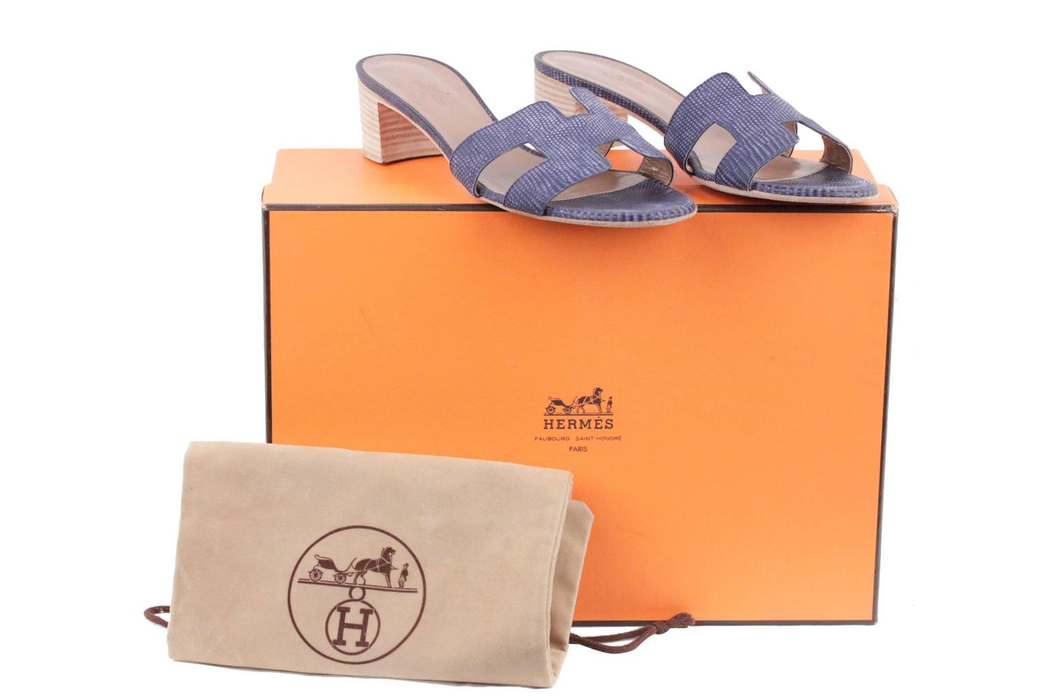 HERMES PARIS Light Blue OASIS SANDALS Shoes SLIDES Size 36 w/ BOX at