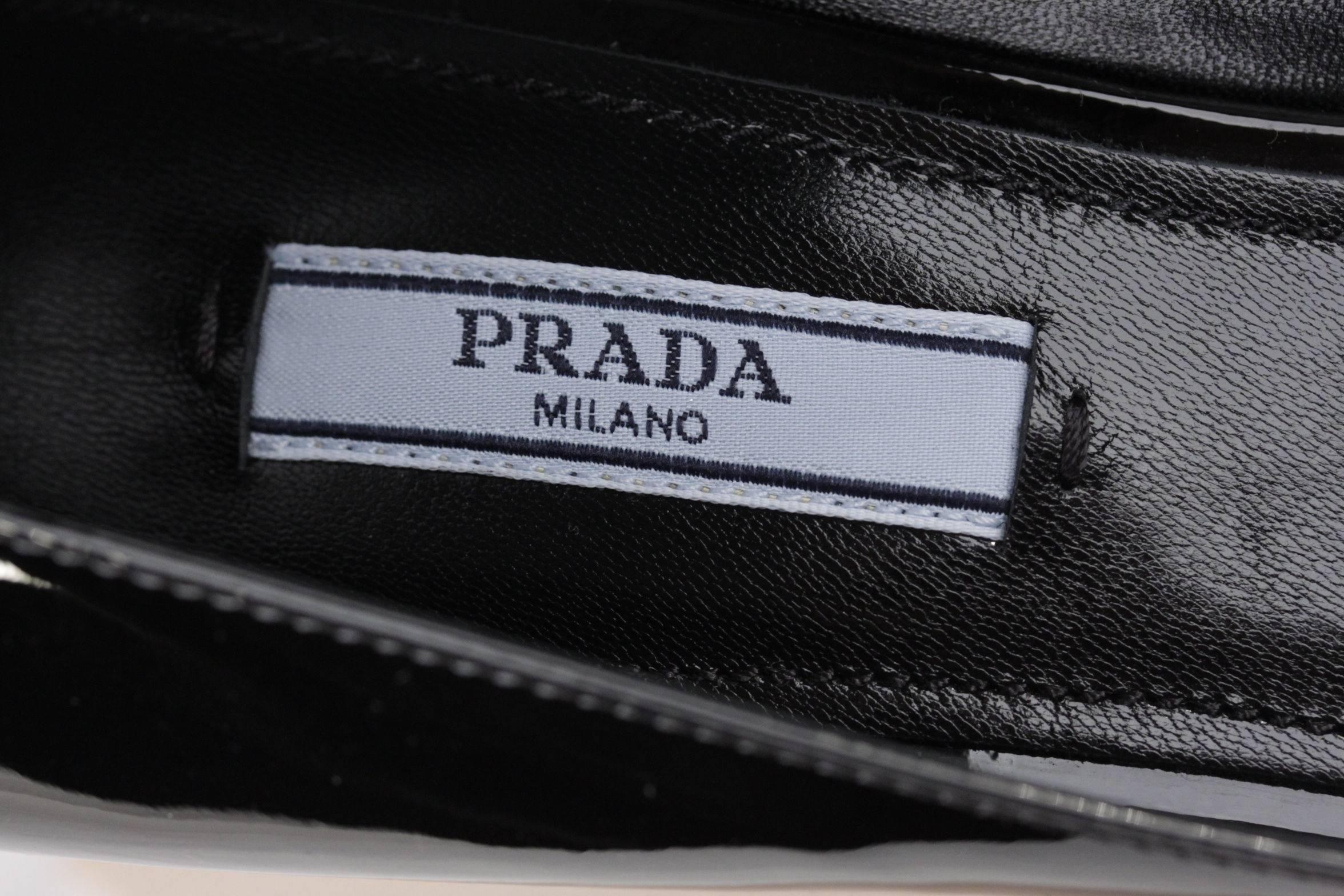 PRADA Black Patent Leather CLASSIC PUMPS Shoes HEELS Size 40 1/2 1