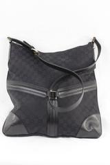 GUCCI Black GG MONOGRAM Canvas LARGE CROSS BODY BAG Borsa a tracolla