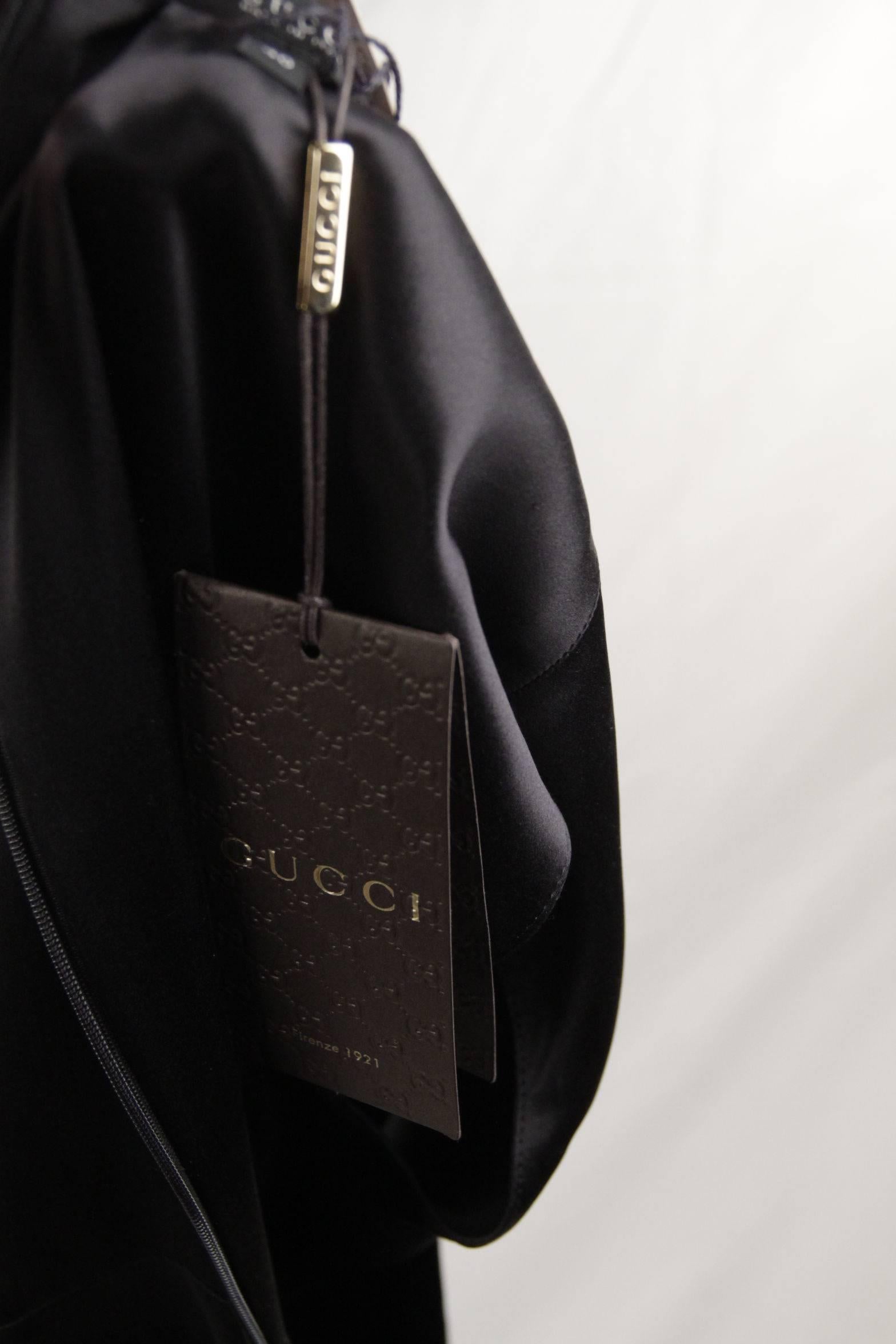 Women's GUCCI Silk LITTLE BLACK DRESS Wrap Front SIZE 40