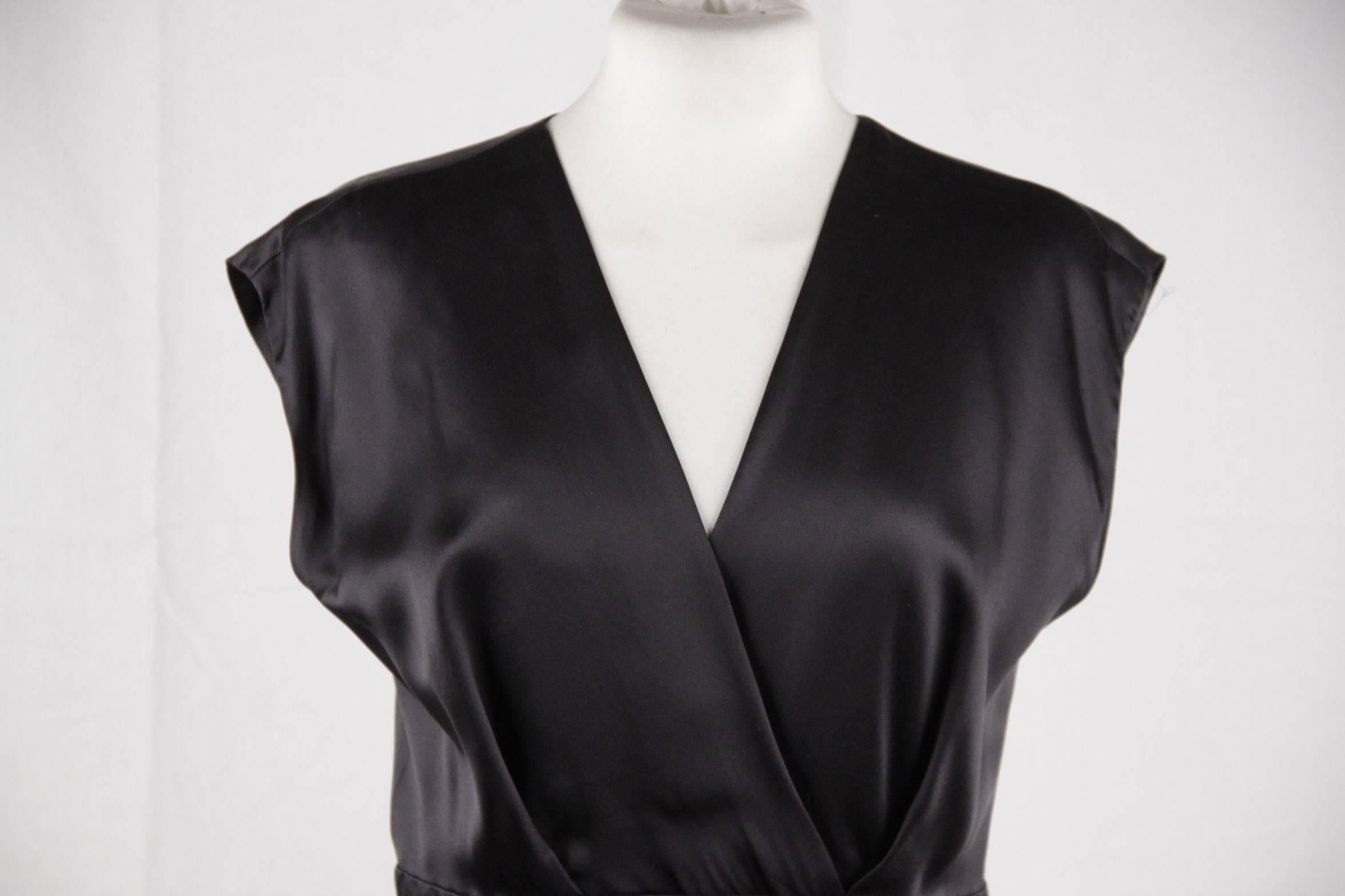 Black GUCCI Silk LITTLE BLACK DRESS Wrap Front SIZE 40