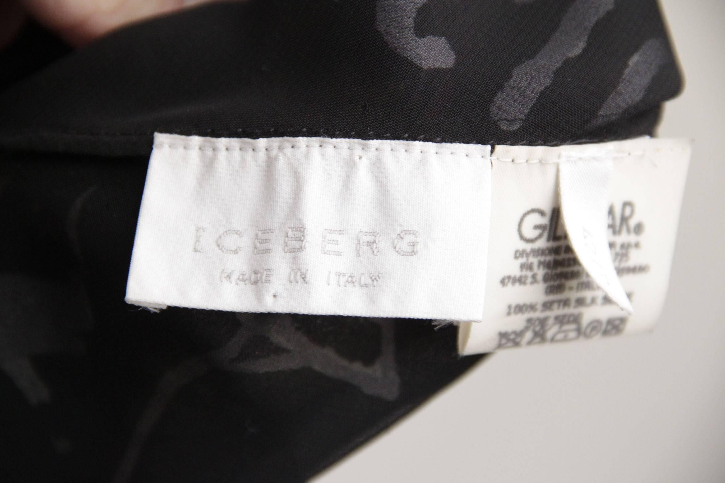ICEBERG Black Silk MATADOR Printed ASYMMETRIC DRESS Size 42 IT 2