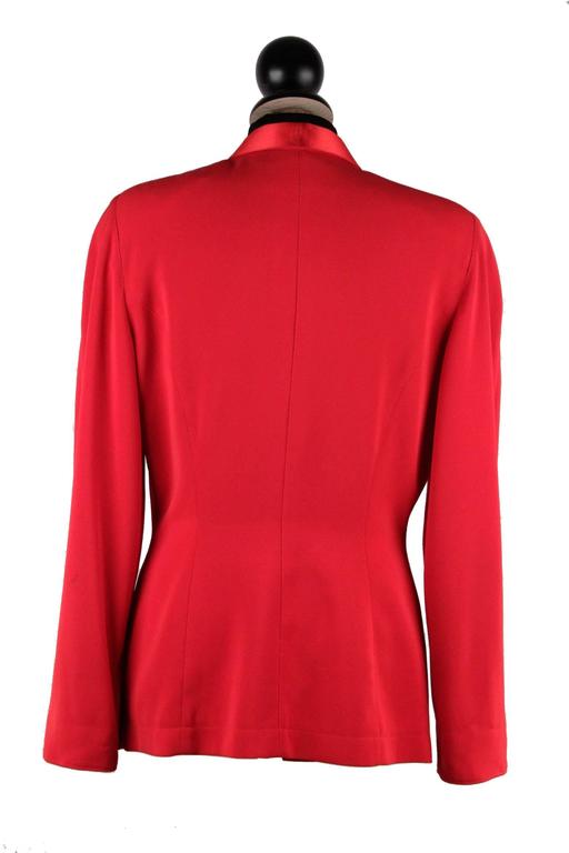THIERRY MUGLER Red BLAZER Jacket With SATIN LAPELS Size 38 FR For Sale 