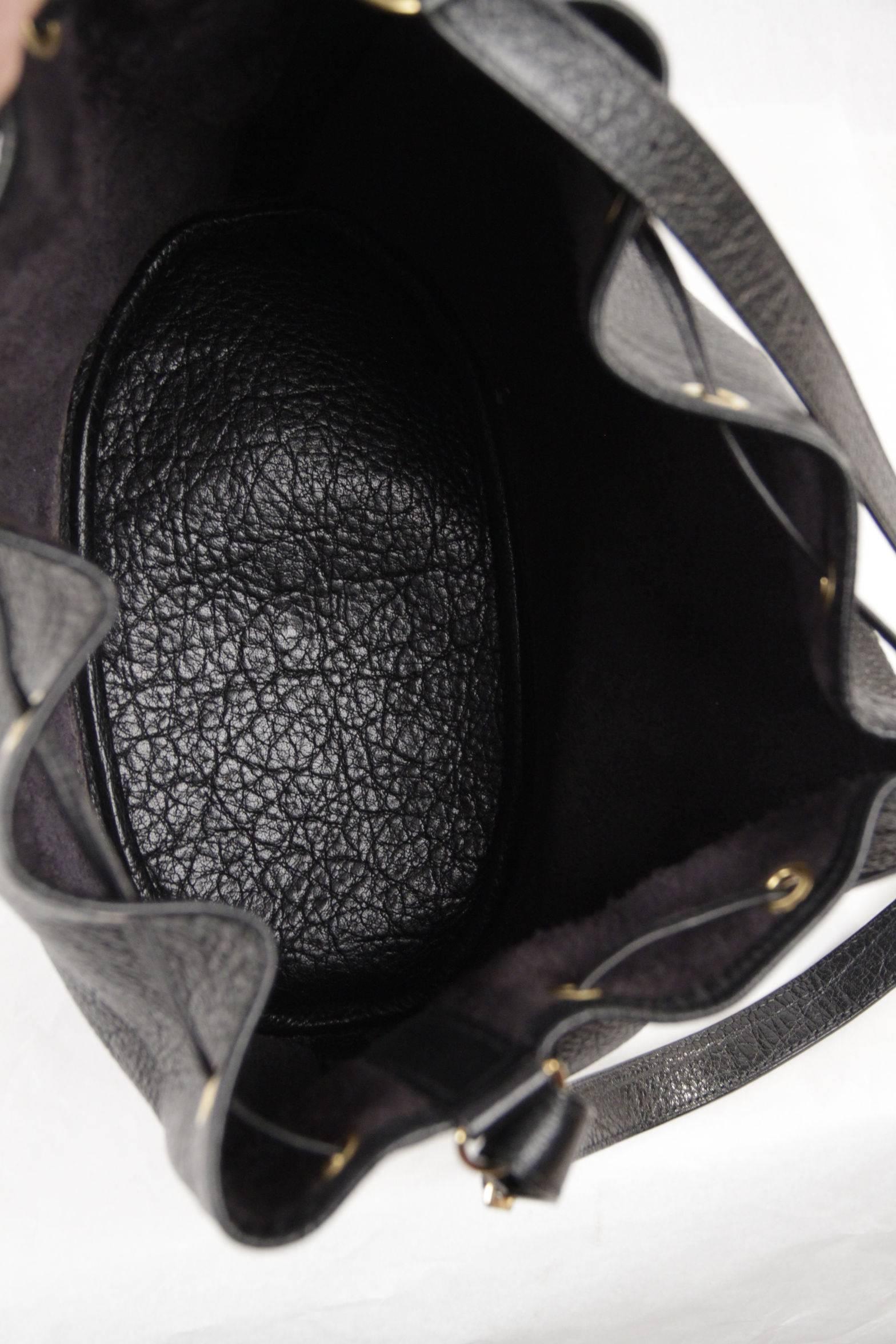 HERMES PARIS Vintage Black Leather MARKET GM Bucket SHOULDER BAG 1