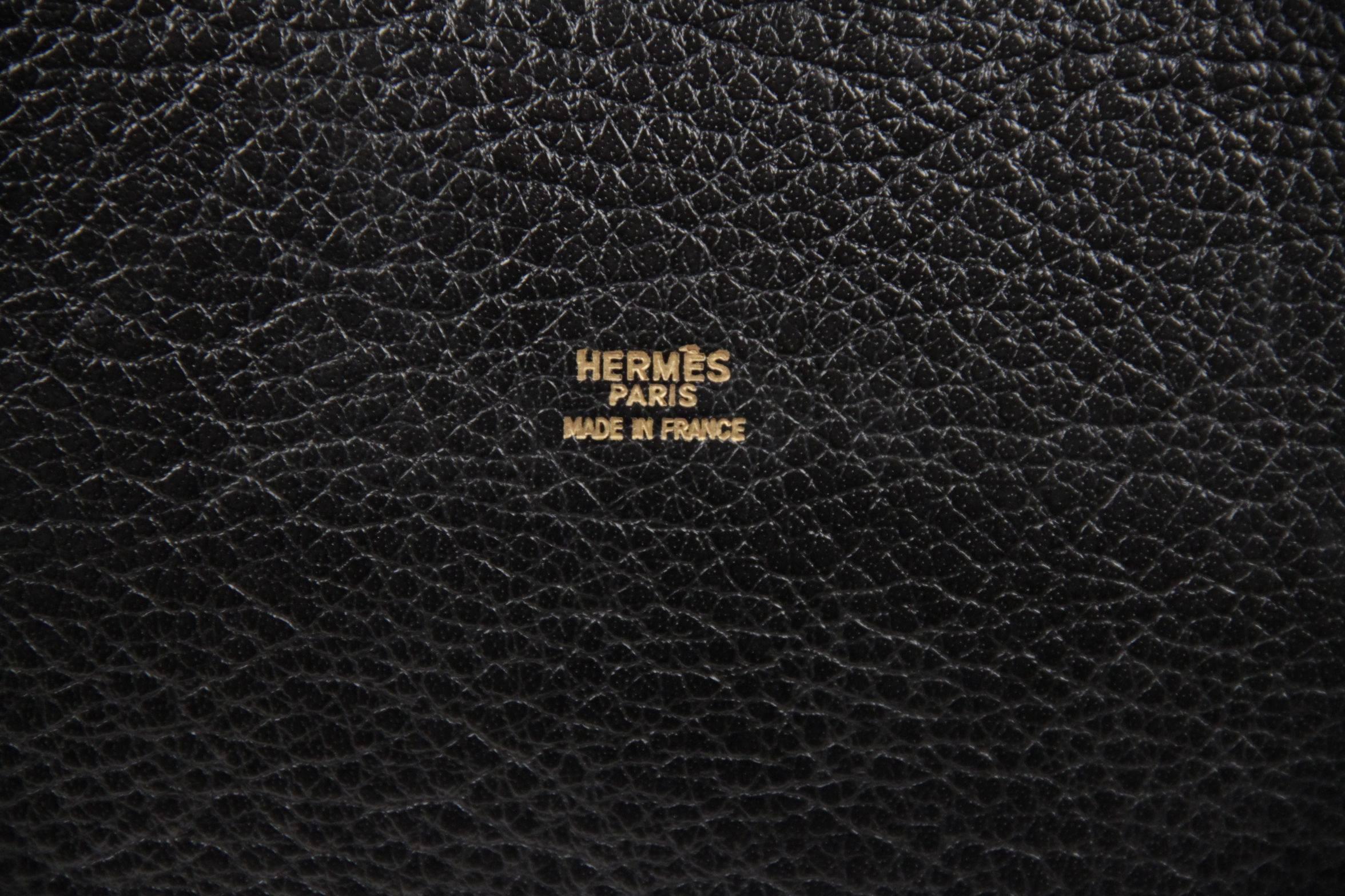 HERMES PARIS Vintage Black Leather MARKET GM Bucket SHOULDER BAG 3