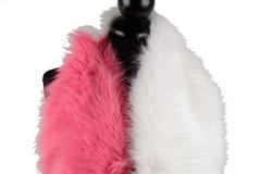 PRADA Bicolor White & Pink Fuchsia FAUX FOX FUR STOLE Scarf S/S 11